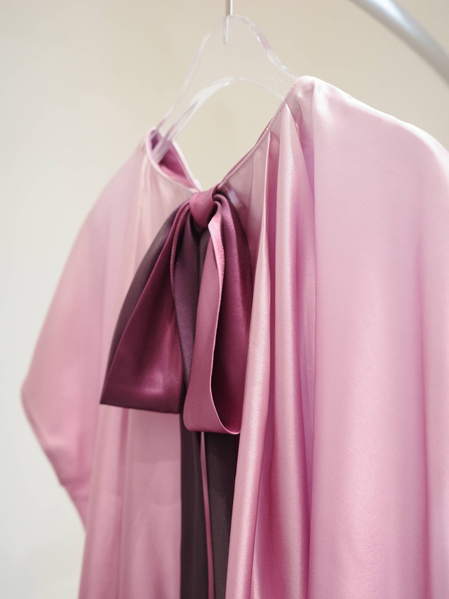  Đầm lụa loang màu thắt nơ | Mauve Ombre dress 