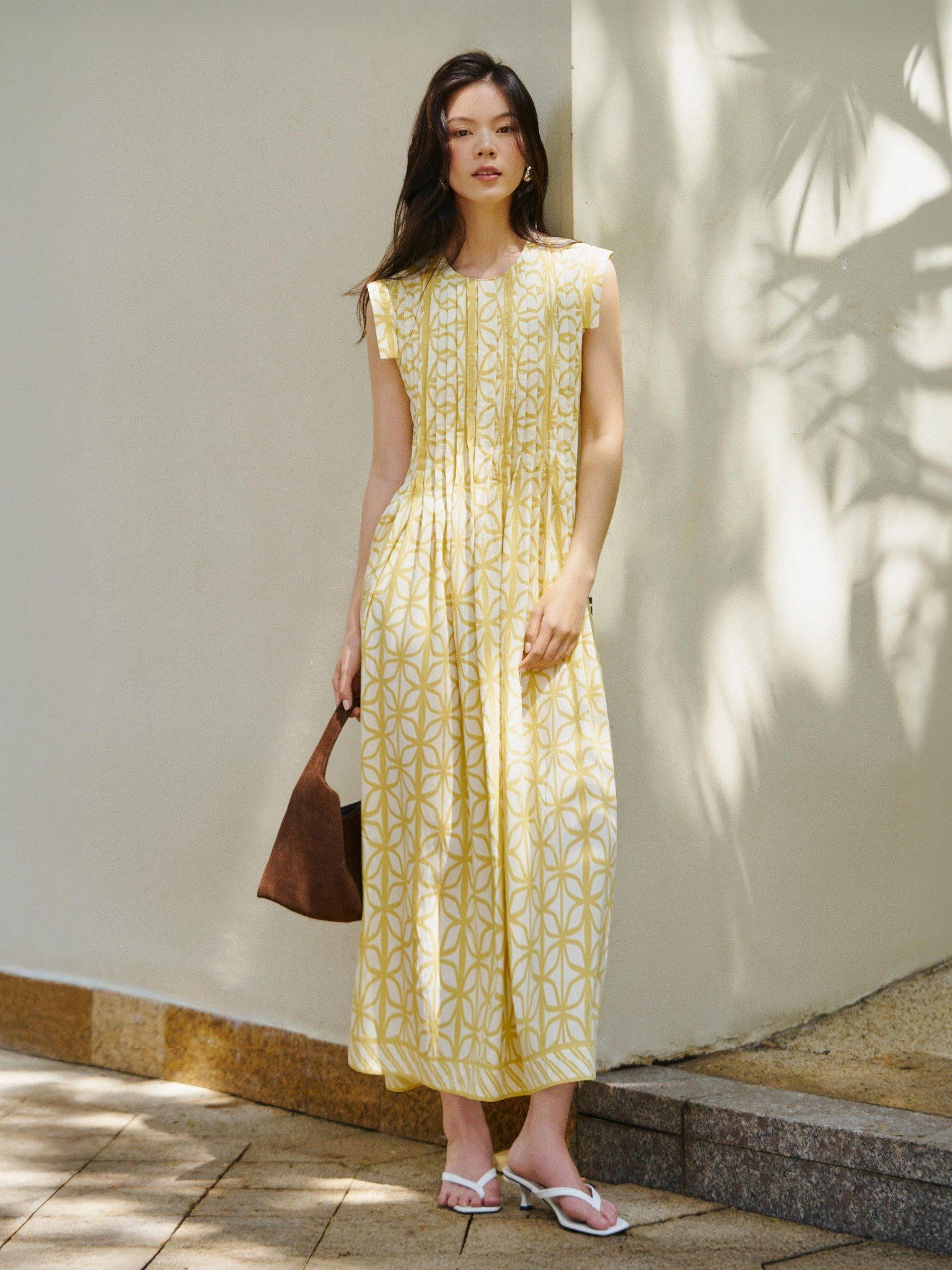  Đầm hoạ tiết xếp li | Mauve Pattern dress 