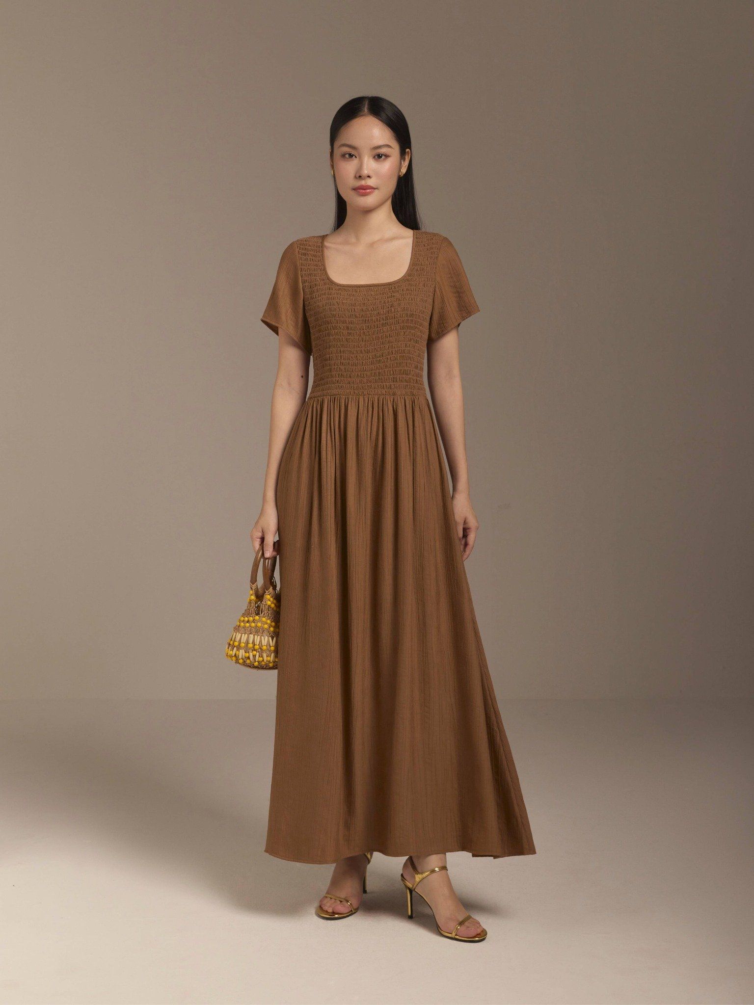  Đầm maxi cotton tơ vân gỗ Mauve Woody dress 