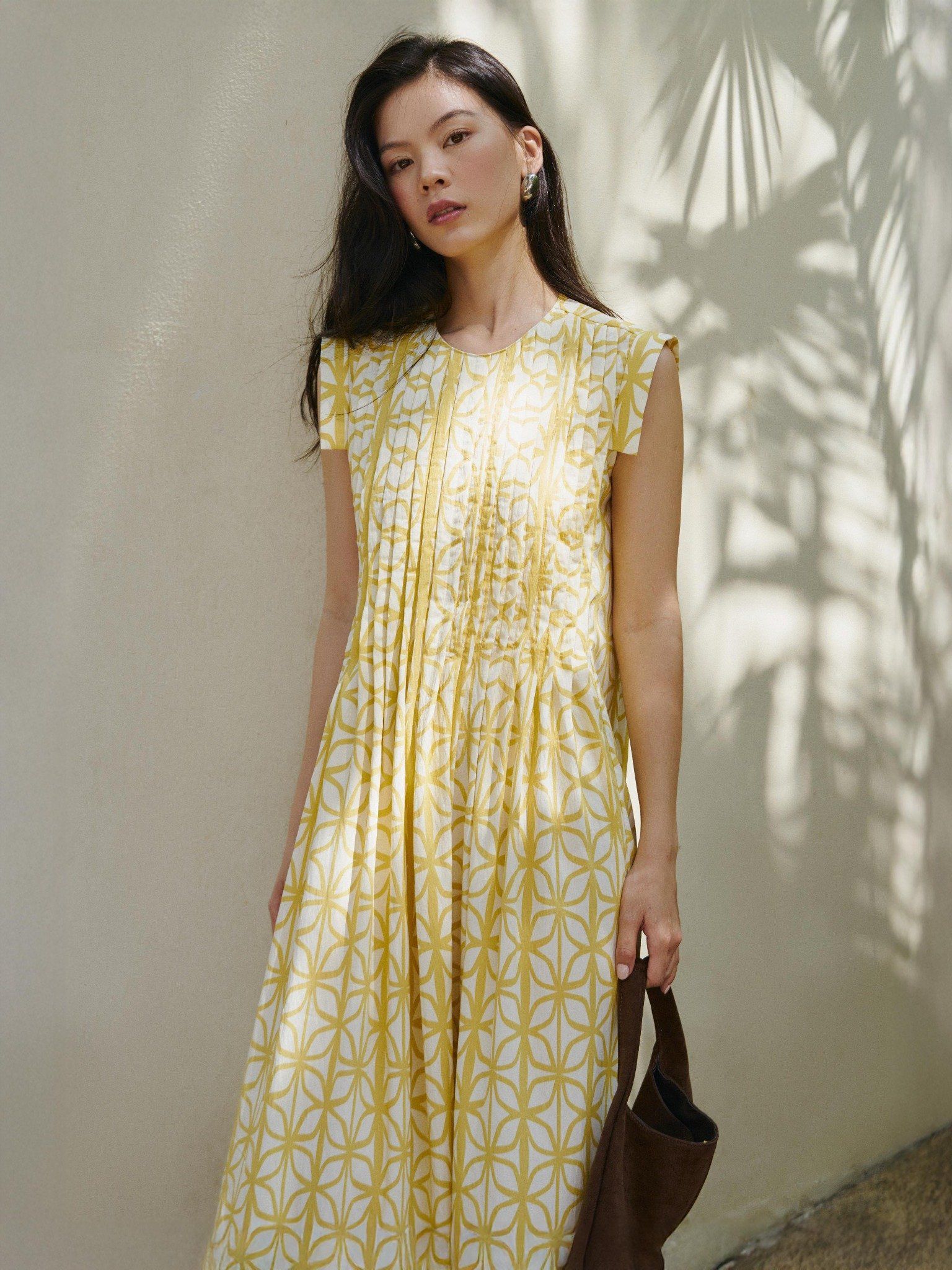  Đầm hoạ tiết xếp li | Mauve Pattern dress 