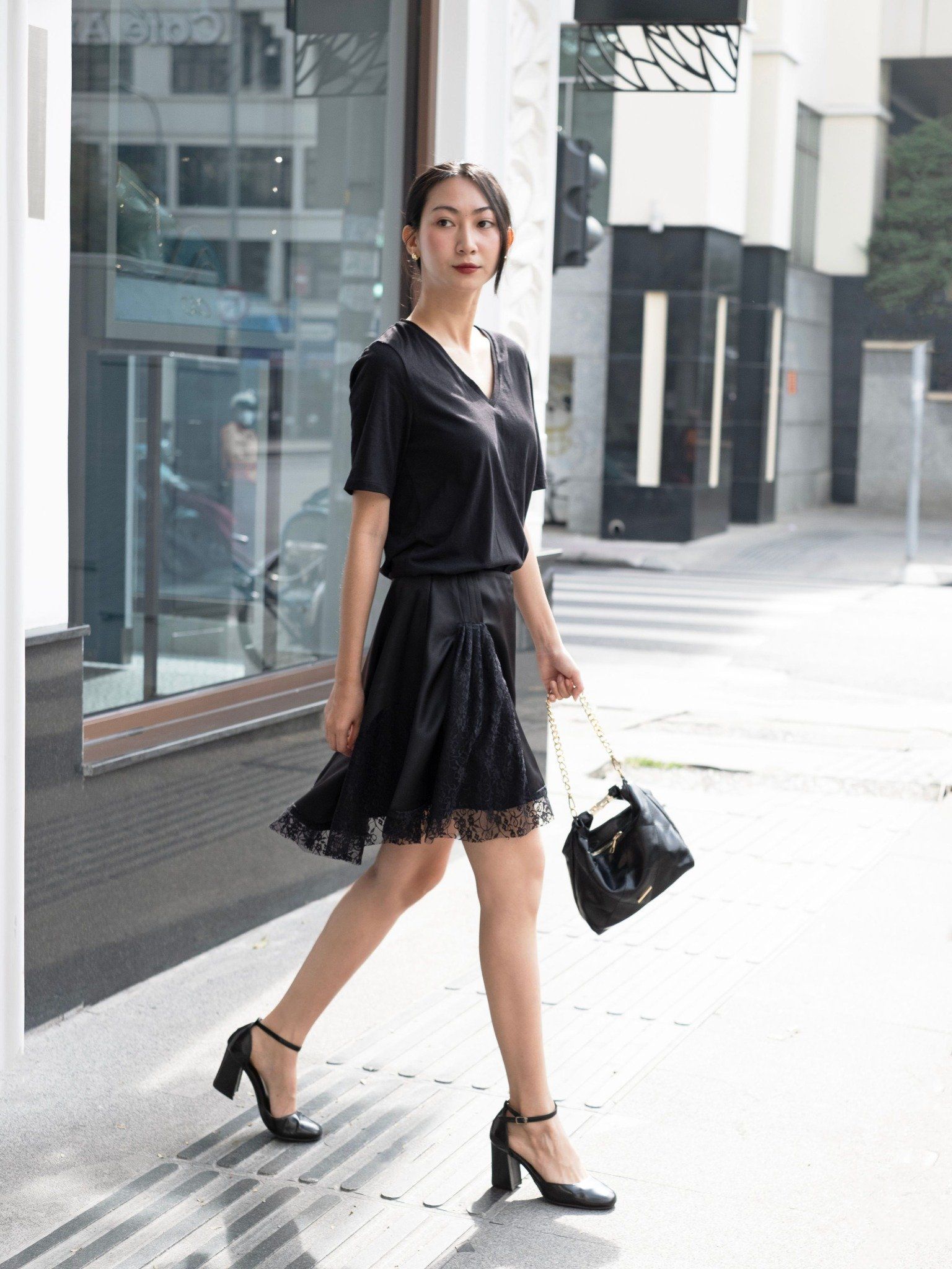  Chân váy lụa phối ren | Mauve Melody skirt 