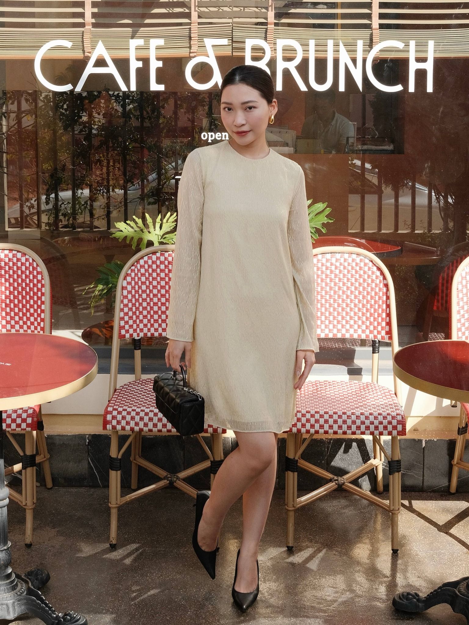  Đầm tay dài vân gỗ óng ánh | Mauve Ginger dress 