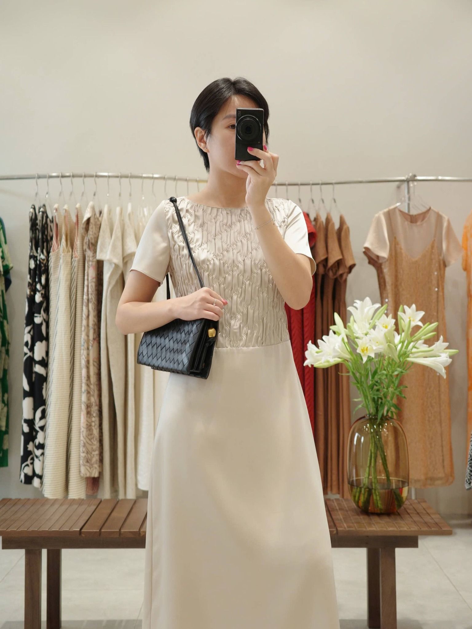  Đầm midi dún con thoi | Mauve Blanket dress 