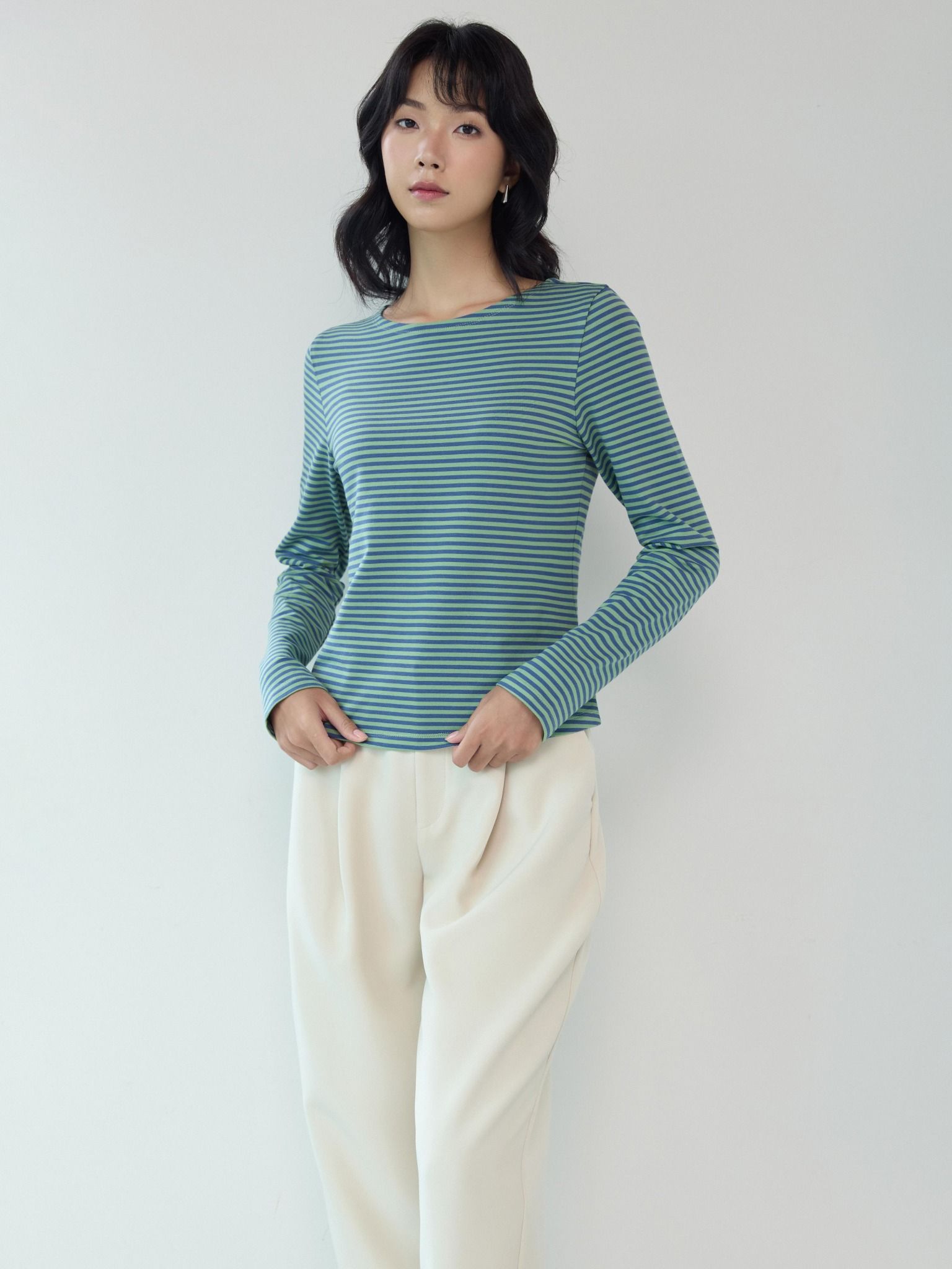  Áo phông tay dài | Mauve Striped tee 
