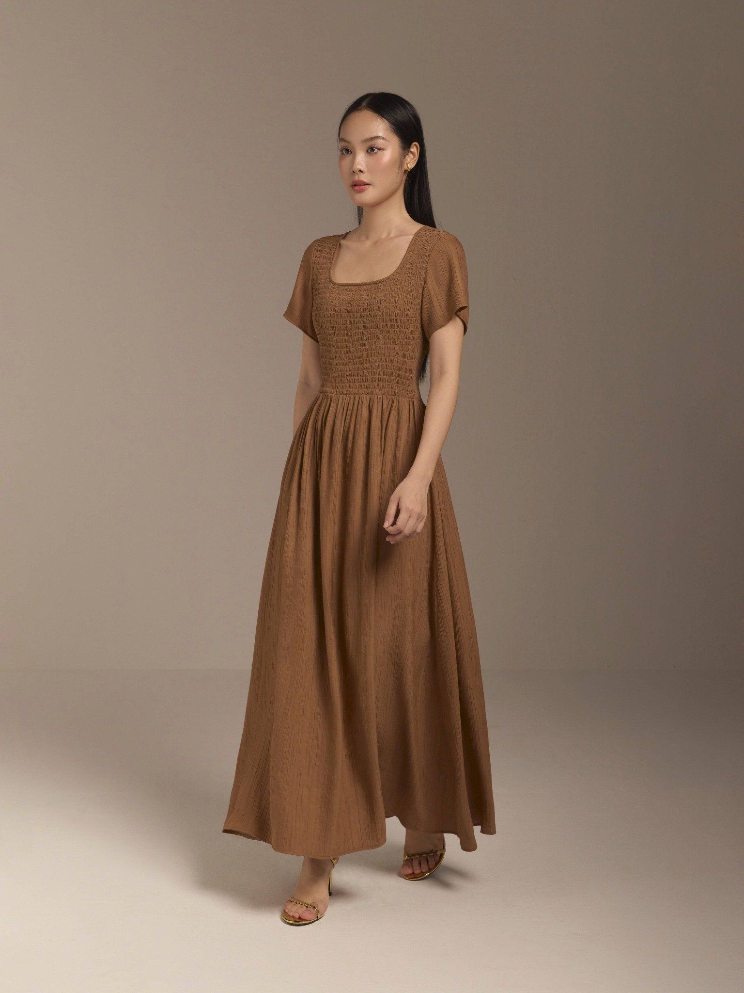  Đầm maxi cotton tơ vân gỗ Mauve Woody dress 