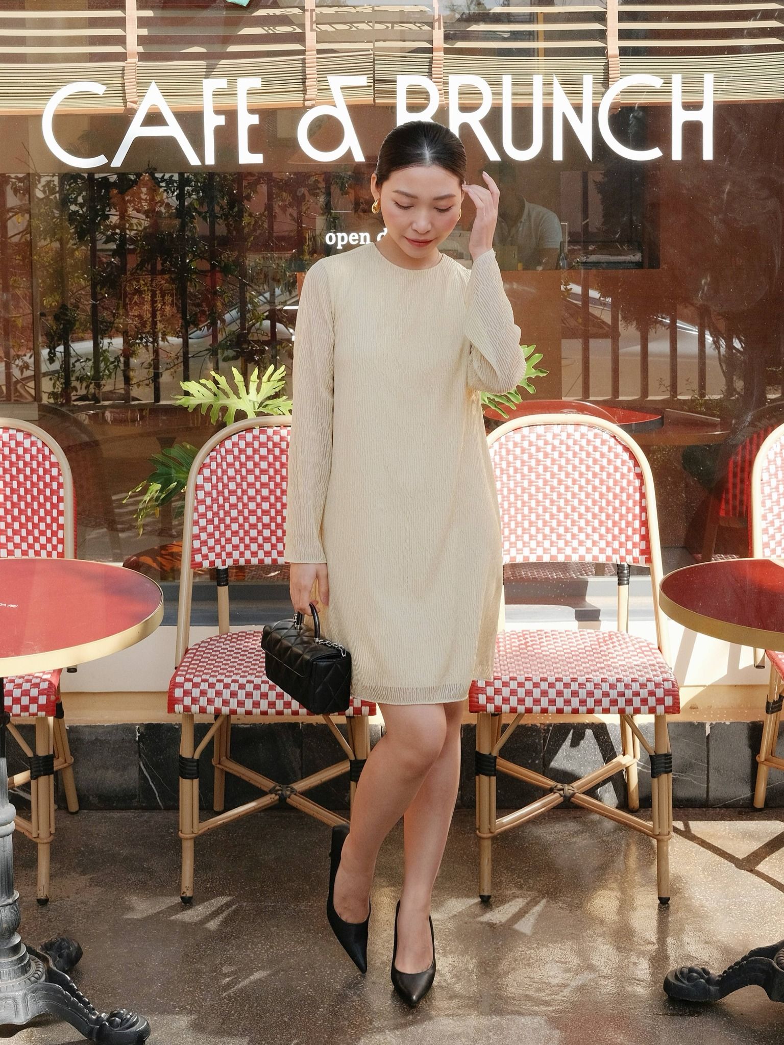  Đầm tay dài vân gỗ óng ánh | Mauve Ginger dress 