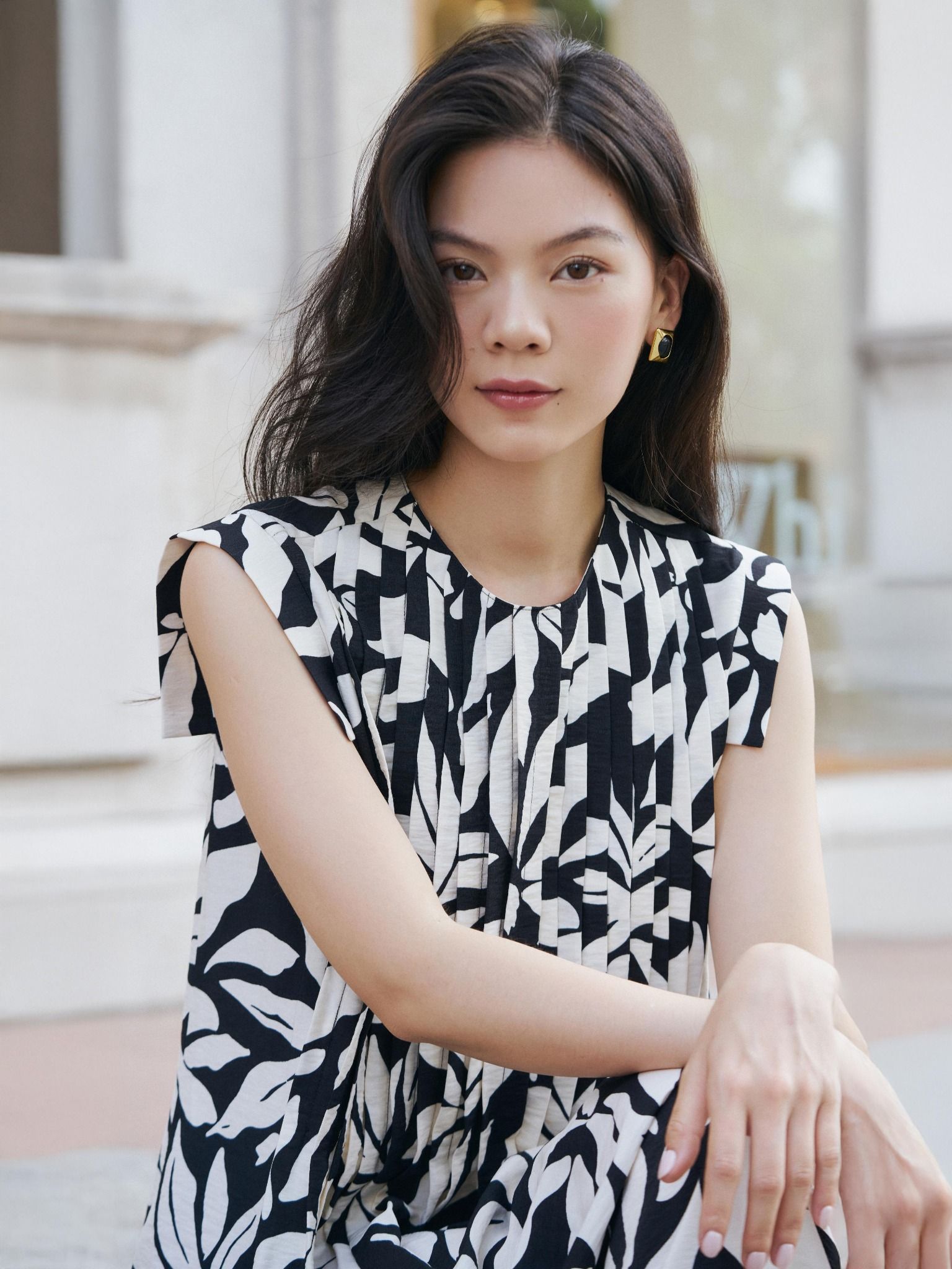  Đầm hoạ tiết xếp li | Mauve Pattern dress 