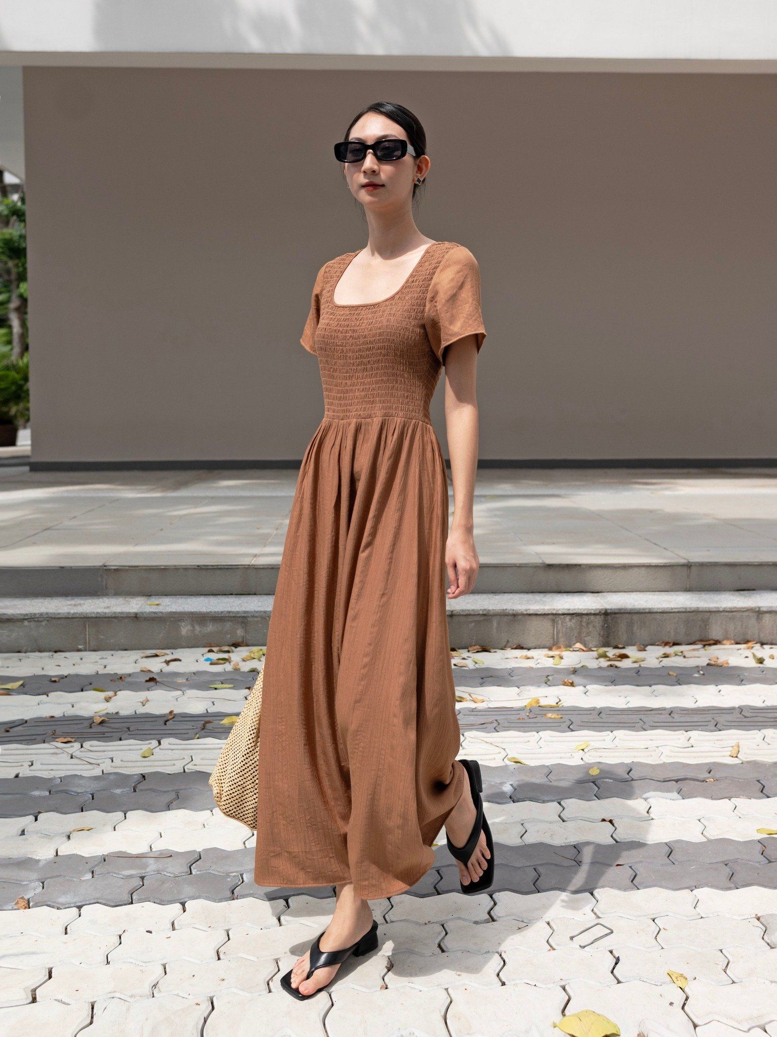  Đầm maxi cotton tơ vân gỗ Mauve Woody dress 