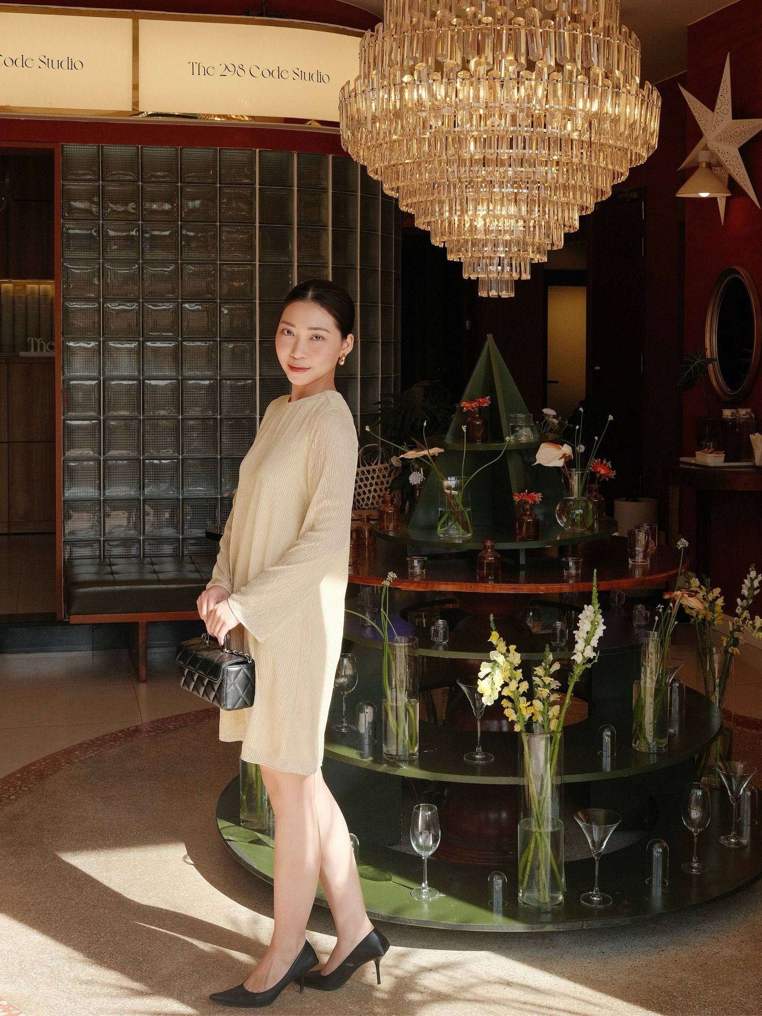  Đầm tay dài vân gỗ óng ánh | Mauve Ginger dress 