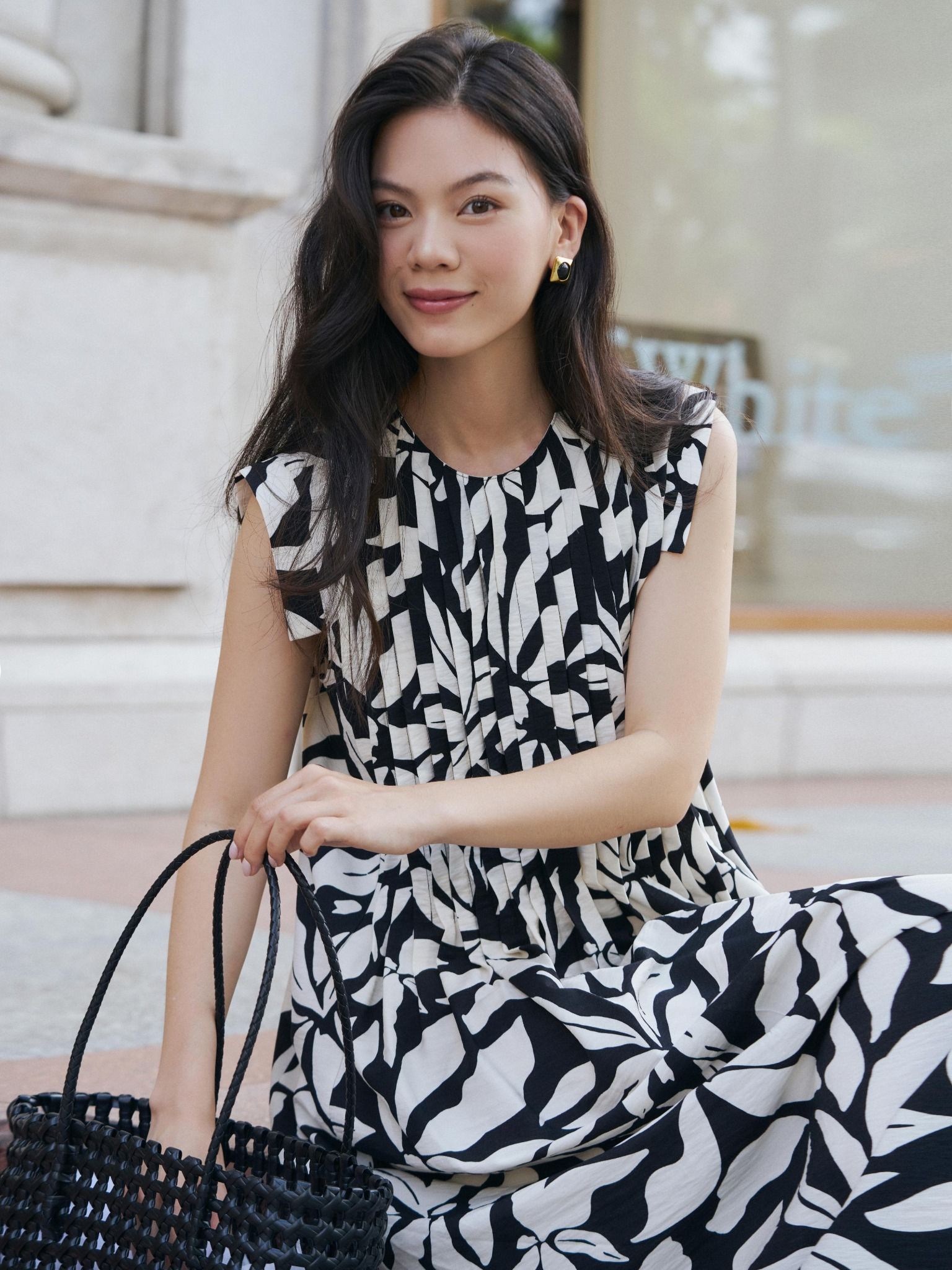  Đầm hoạ tiết xếp li | Mauve Pattern dress 