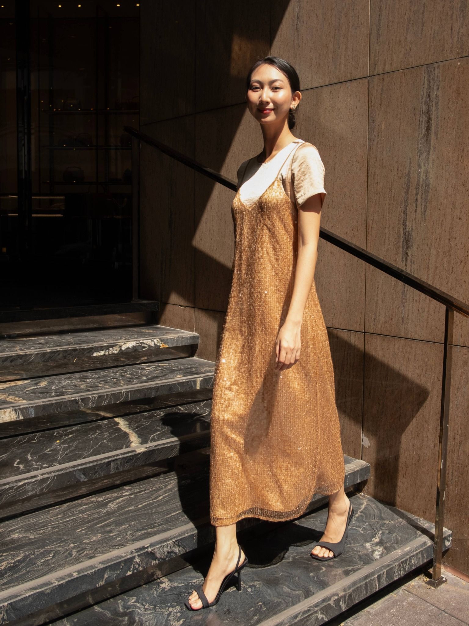  Đầm kim sa phối lụa | Mauve Sequin dress 