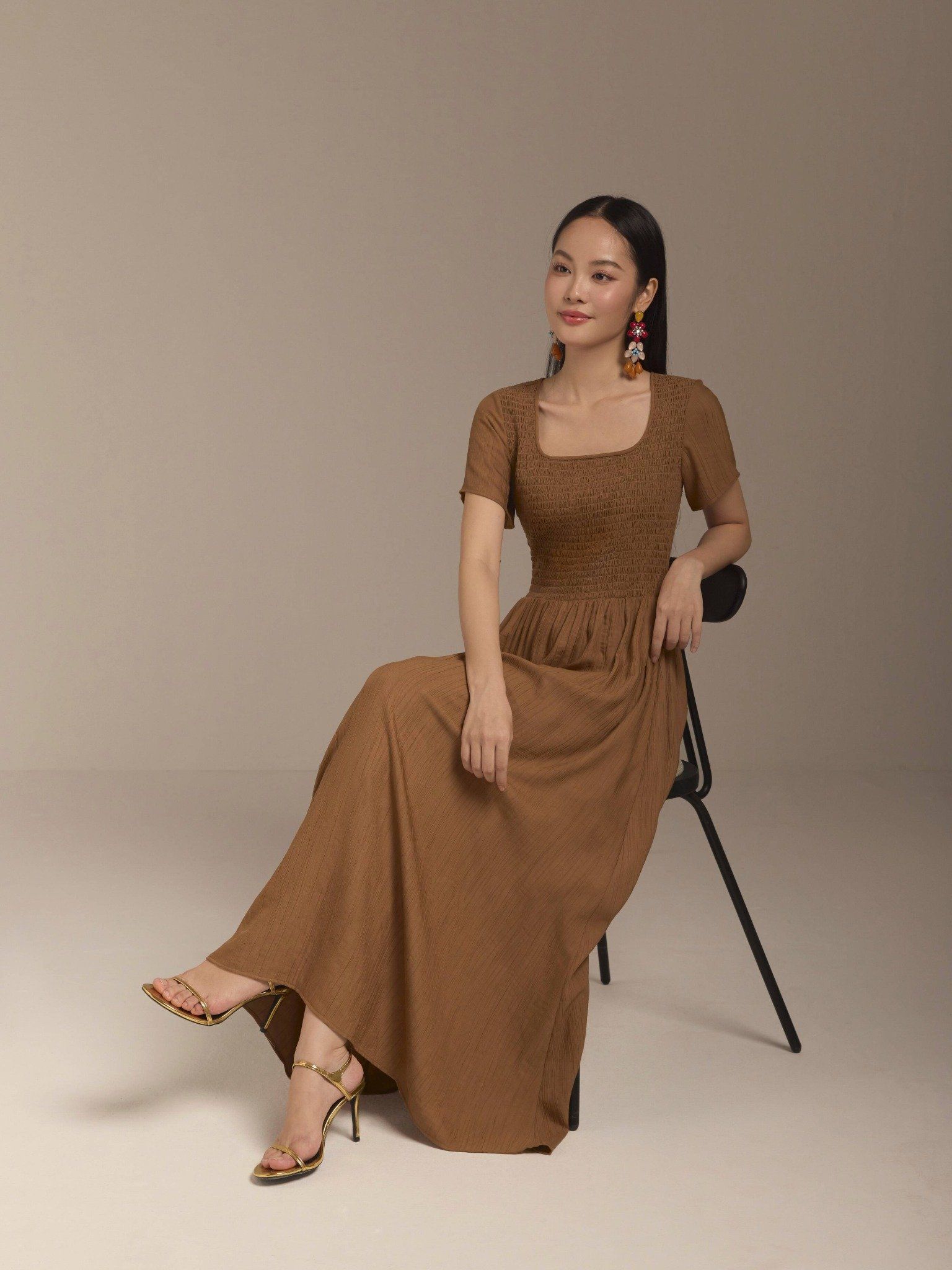  Đầm maxi cotton tơ vân gỗ Mauve Woody dress 