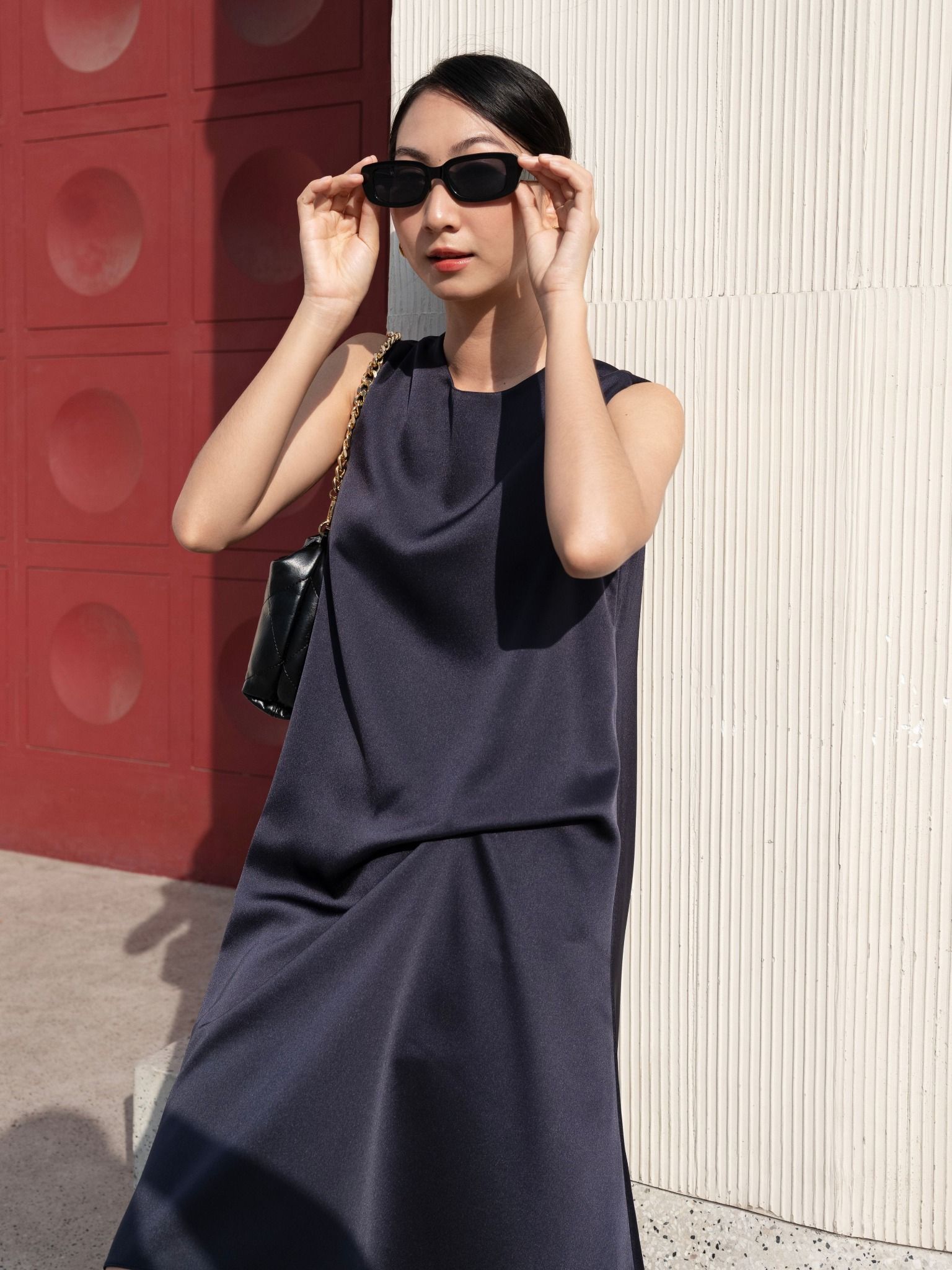  Đầm lụa cách điệu eo Mauve Gathered detail dress 