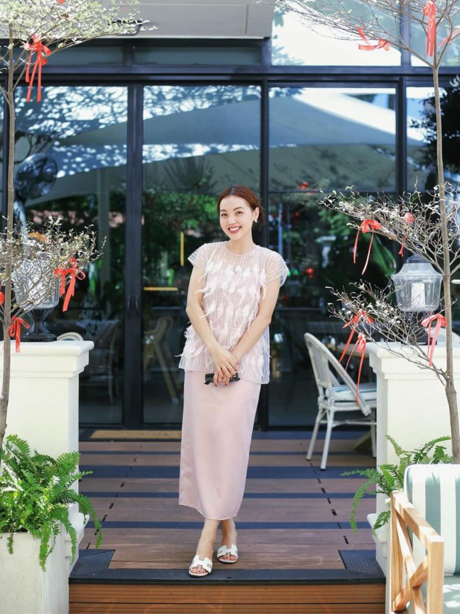  Set đầm bút chì Mauve Feather dress 