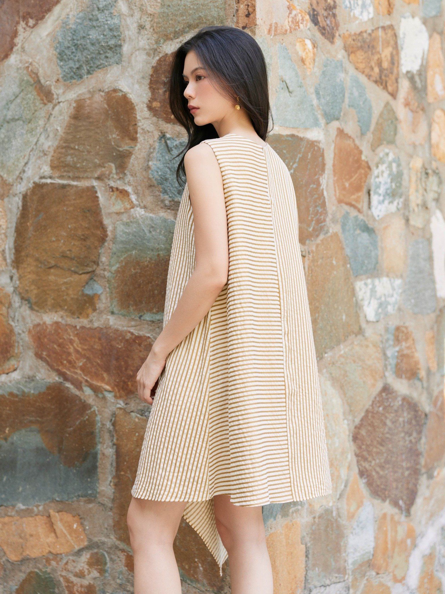  Đầm sọc ngẫu nhiên Mauve Striped Random dress 