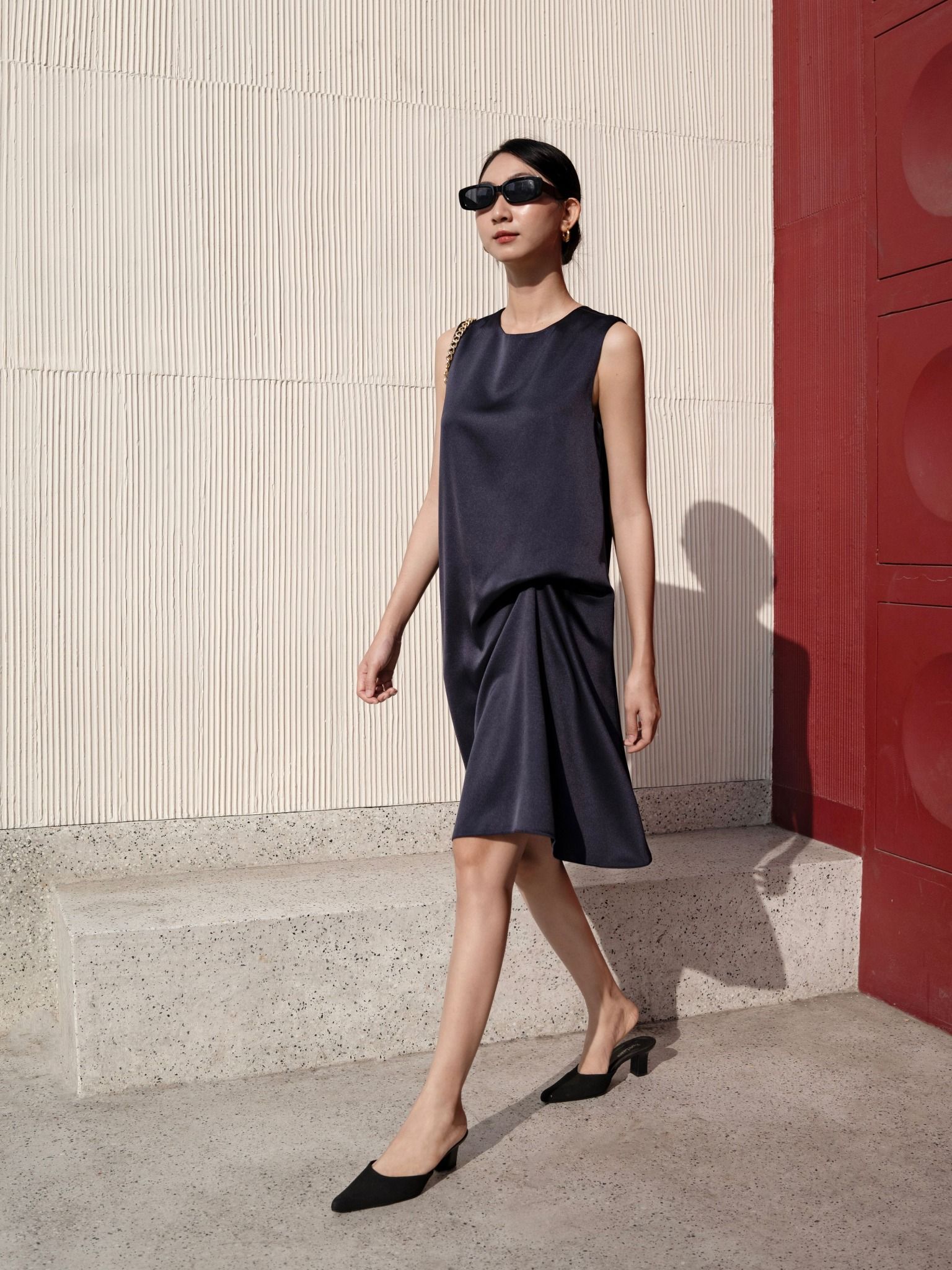  Đầm lụa cách điệu eo Mauve Gathered detail dress 