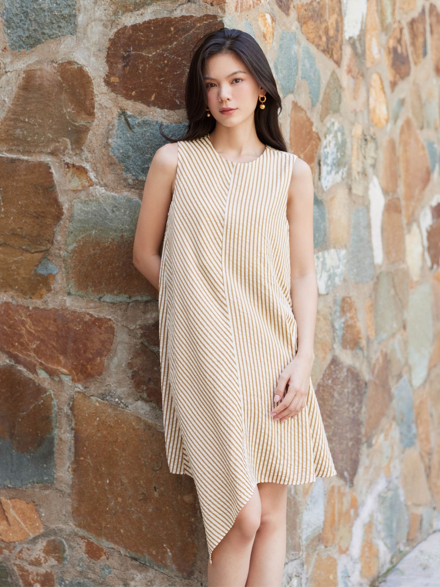  Đầm sọc ngẫu nhiên Mauve Striped Random dress 