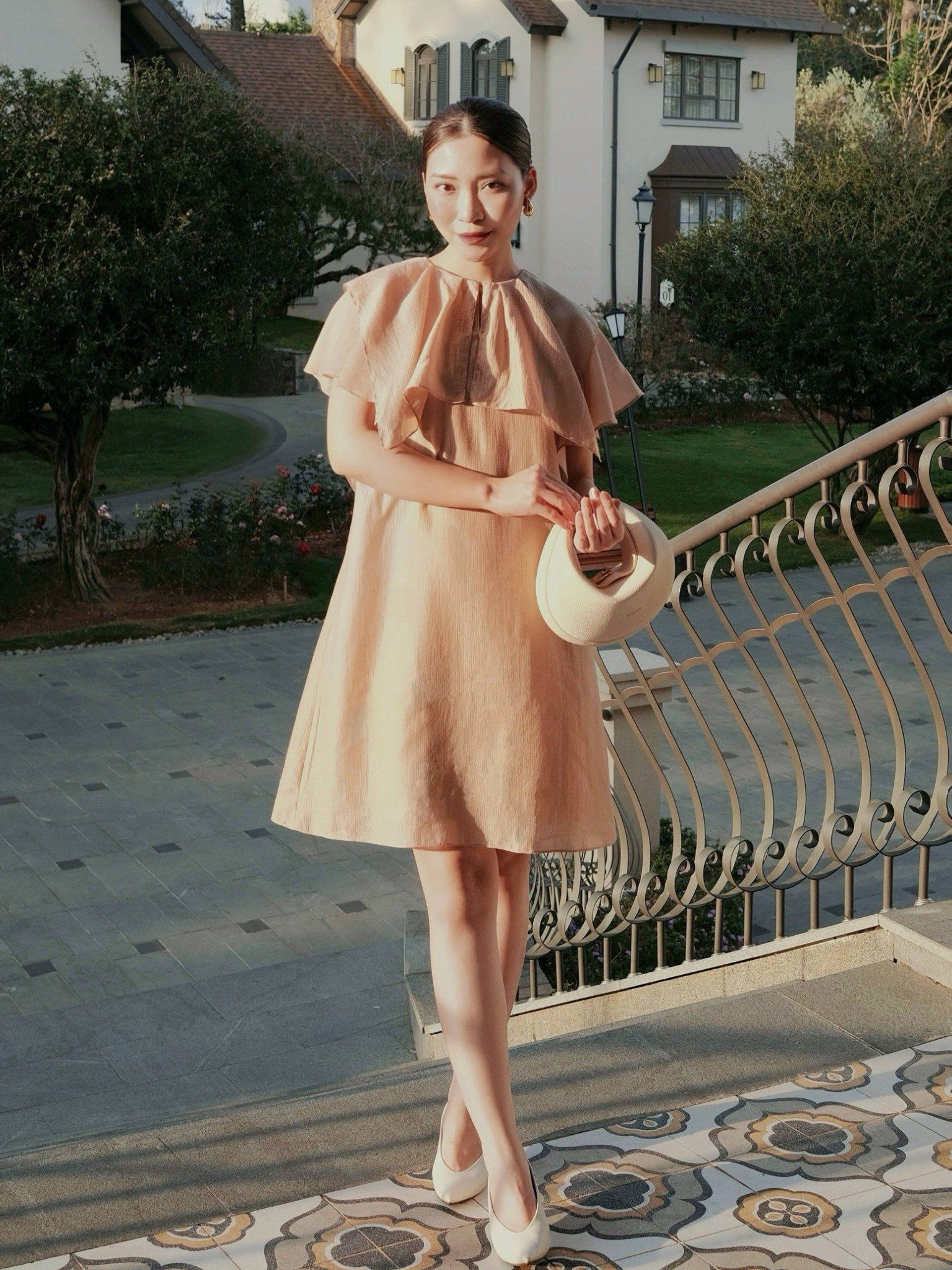  Đầm ngắn tay bèo | Mauve Ruffled Sleeves dress 