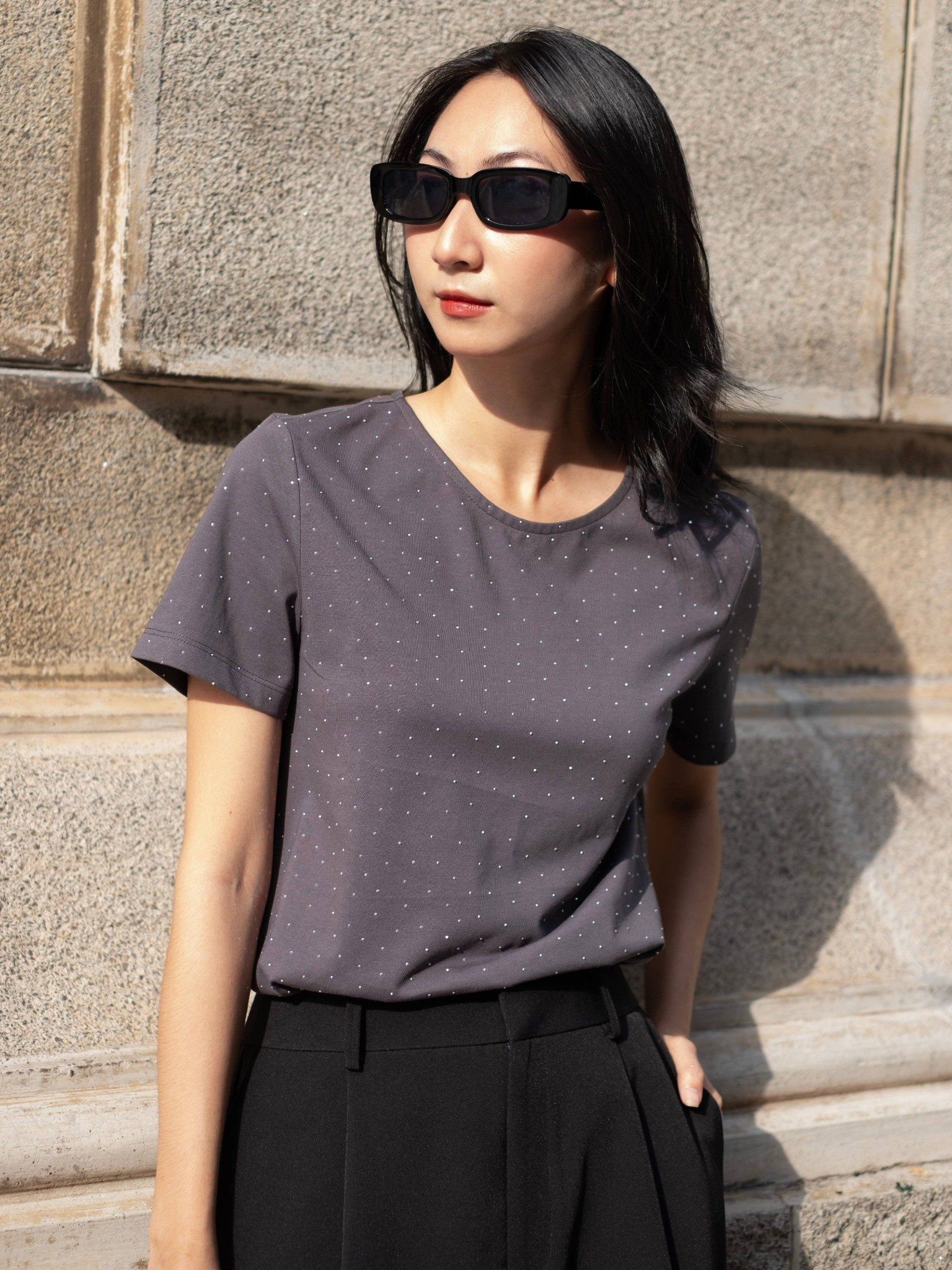  Áo phông đính hạt | Mauve Twinkle tee 