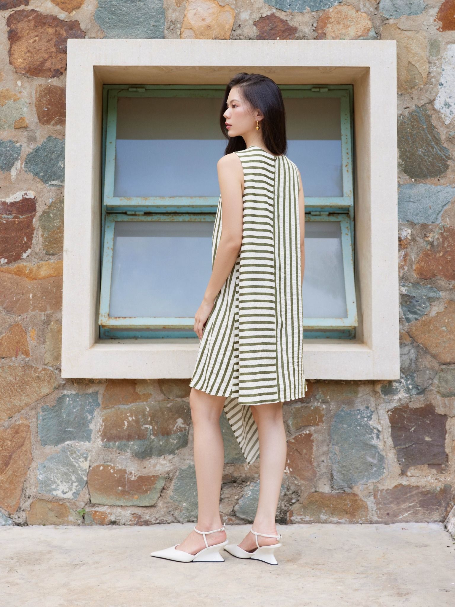  Đầm sọc ngẫu nhiên Mauve Striped Random dress 