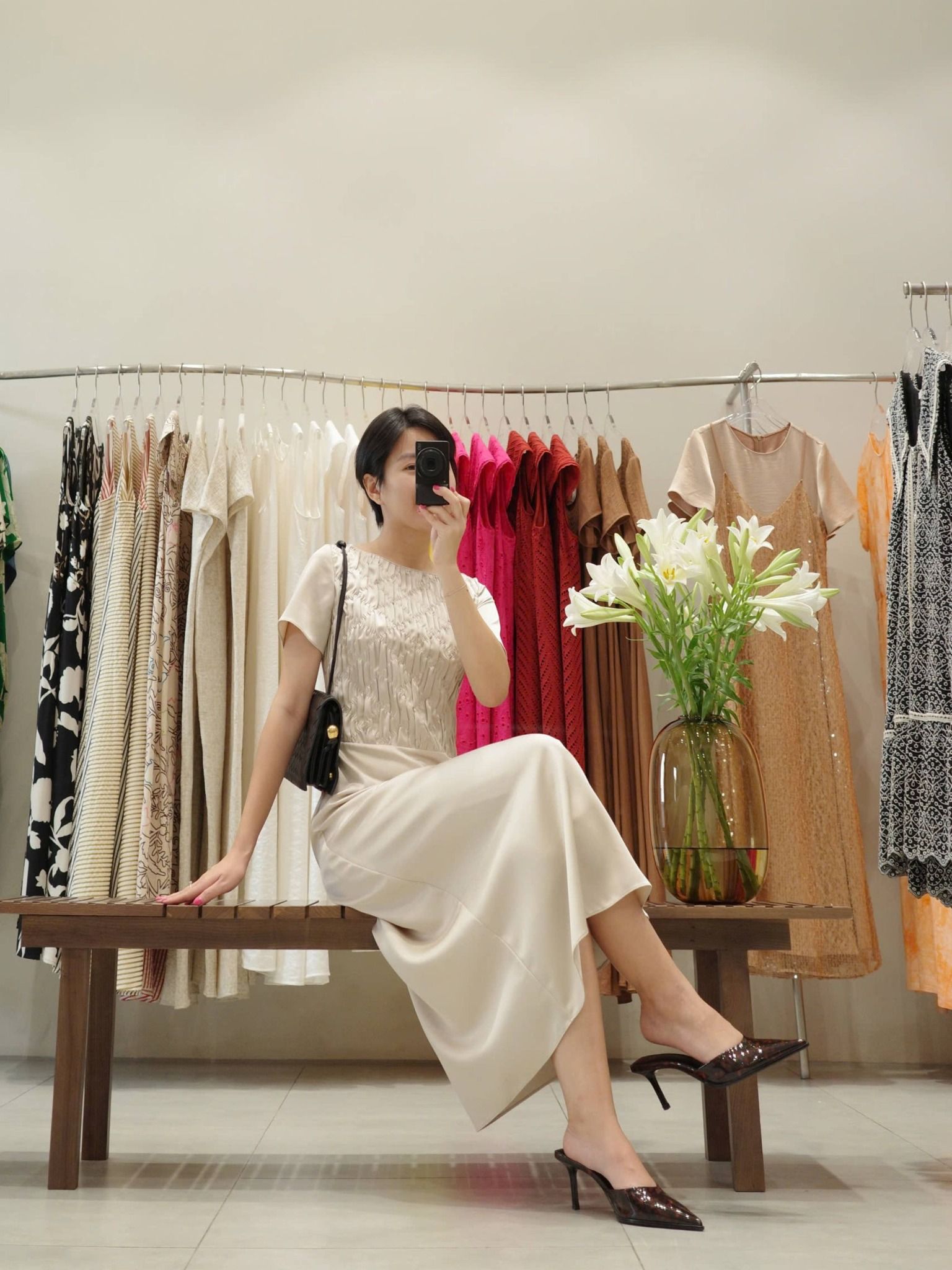  Đầm midi dún con thoi | Mauve Blanket dress 