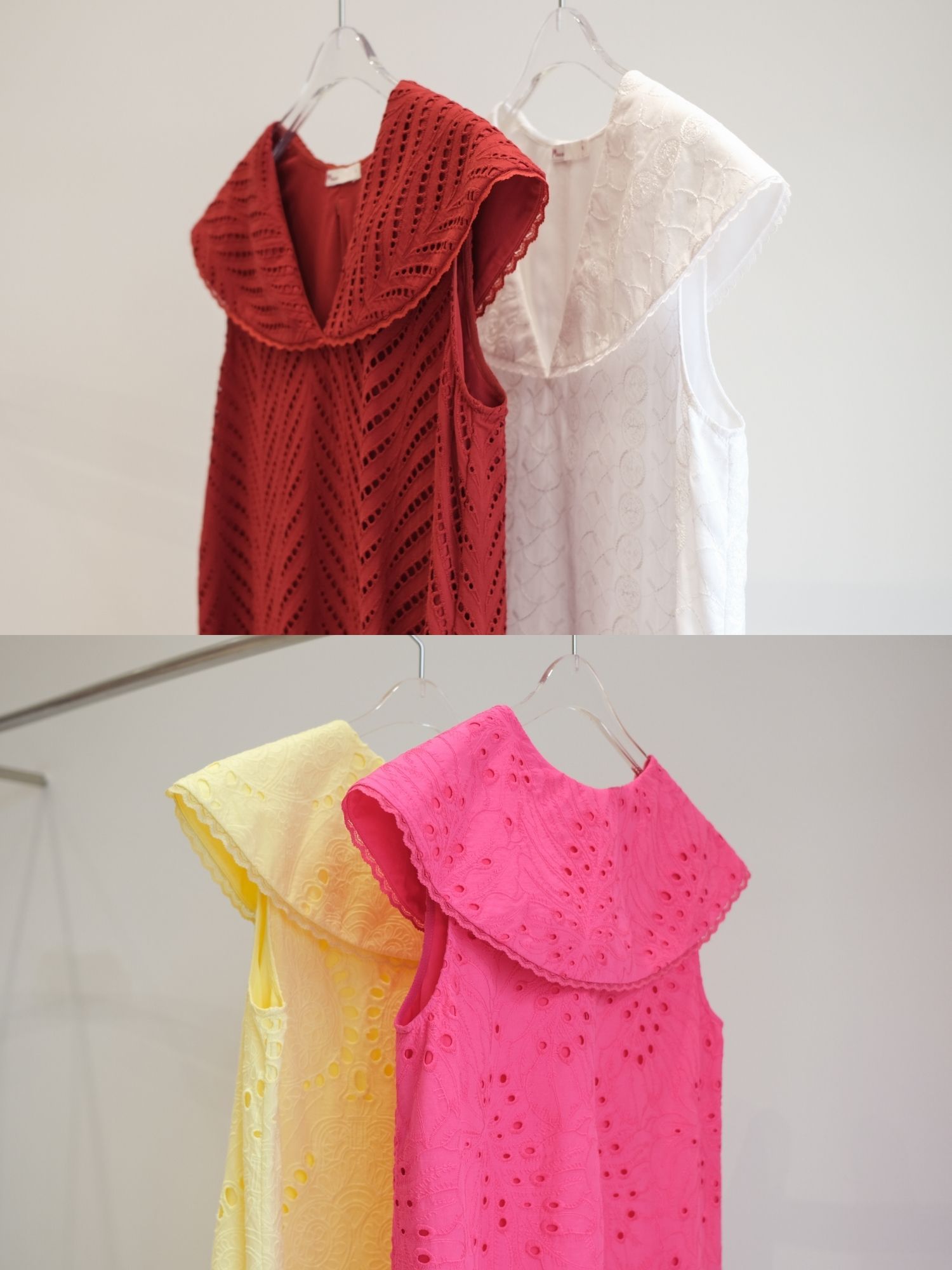  Đầm cotton thêu cổ lá sen Mauve Lotus leaf collar dress 