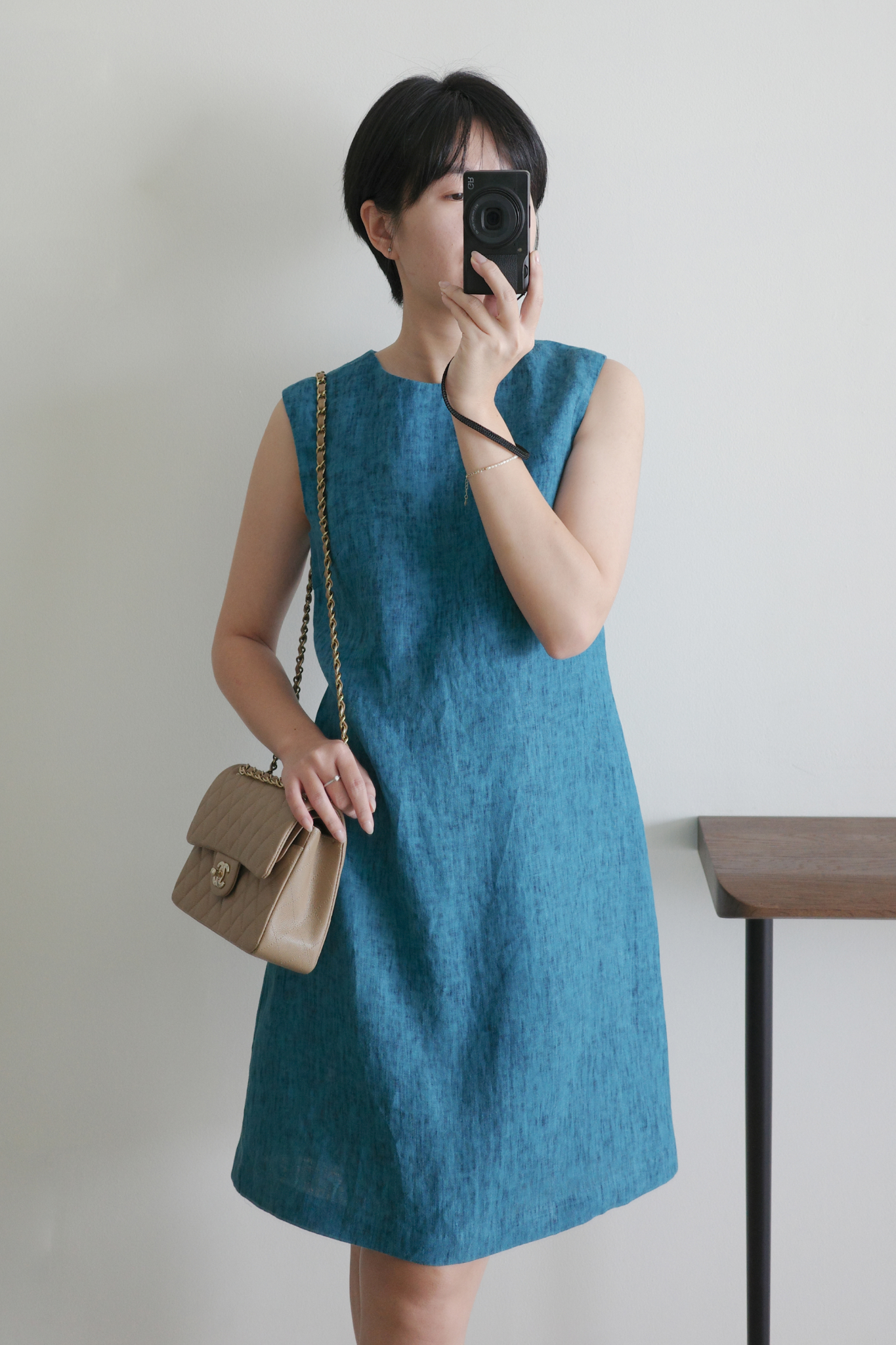  Đầm ngắn basic Mauve linen mini dress 