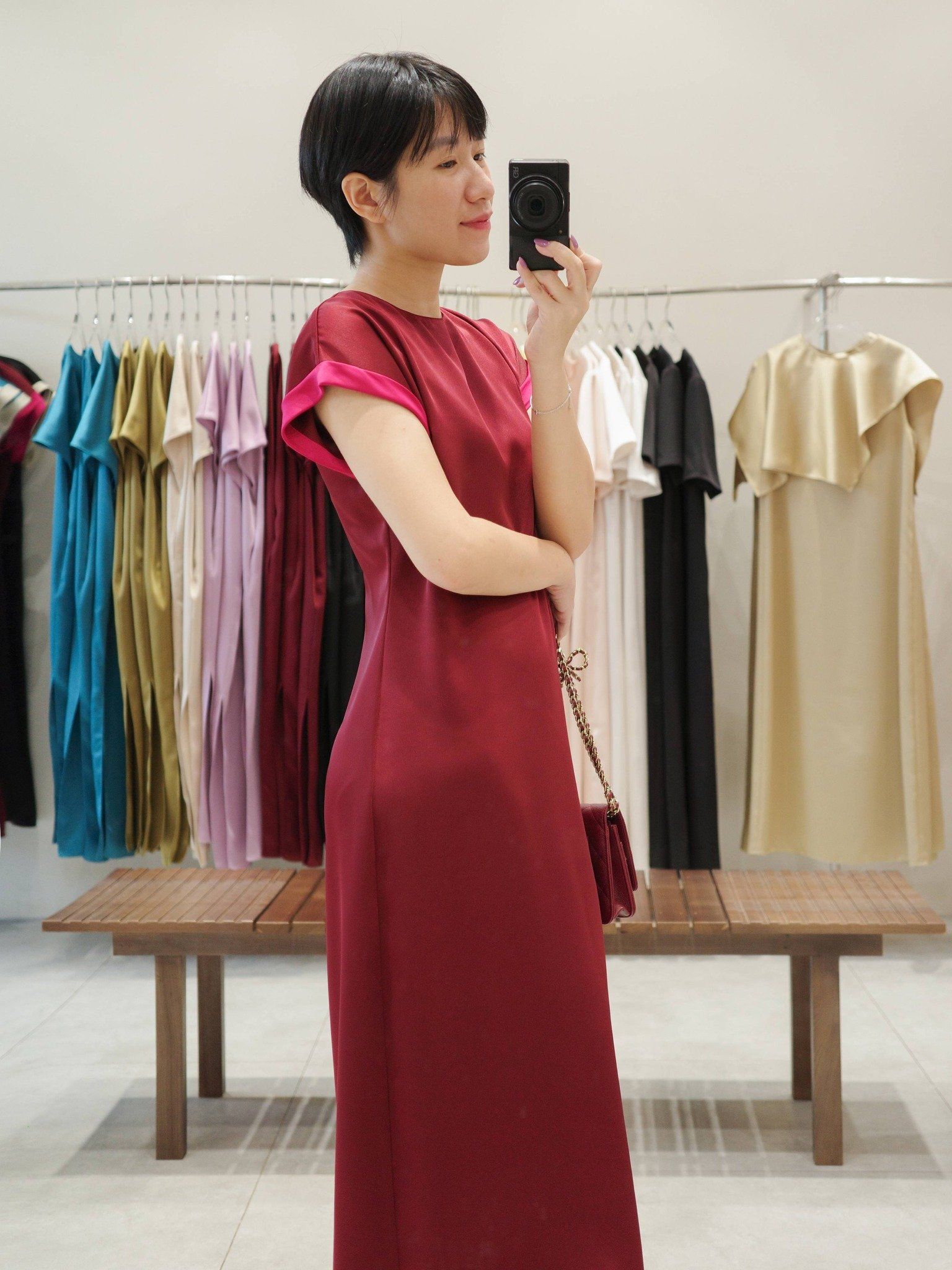  Đầm lụa phối màu tay áo | Mauve Highlight dress 