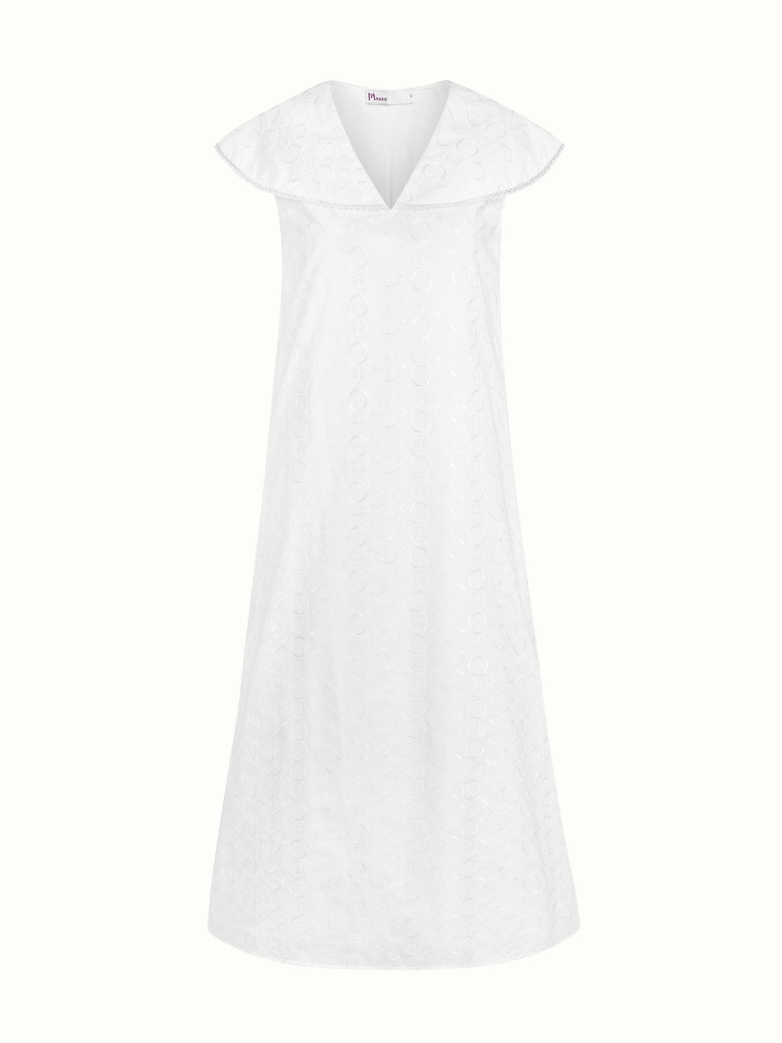  Đầm cotton thêu cổ lá sen Mauve Lotus leaf collar dress 