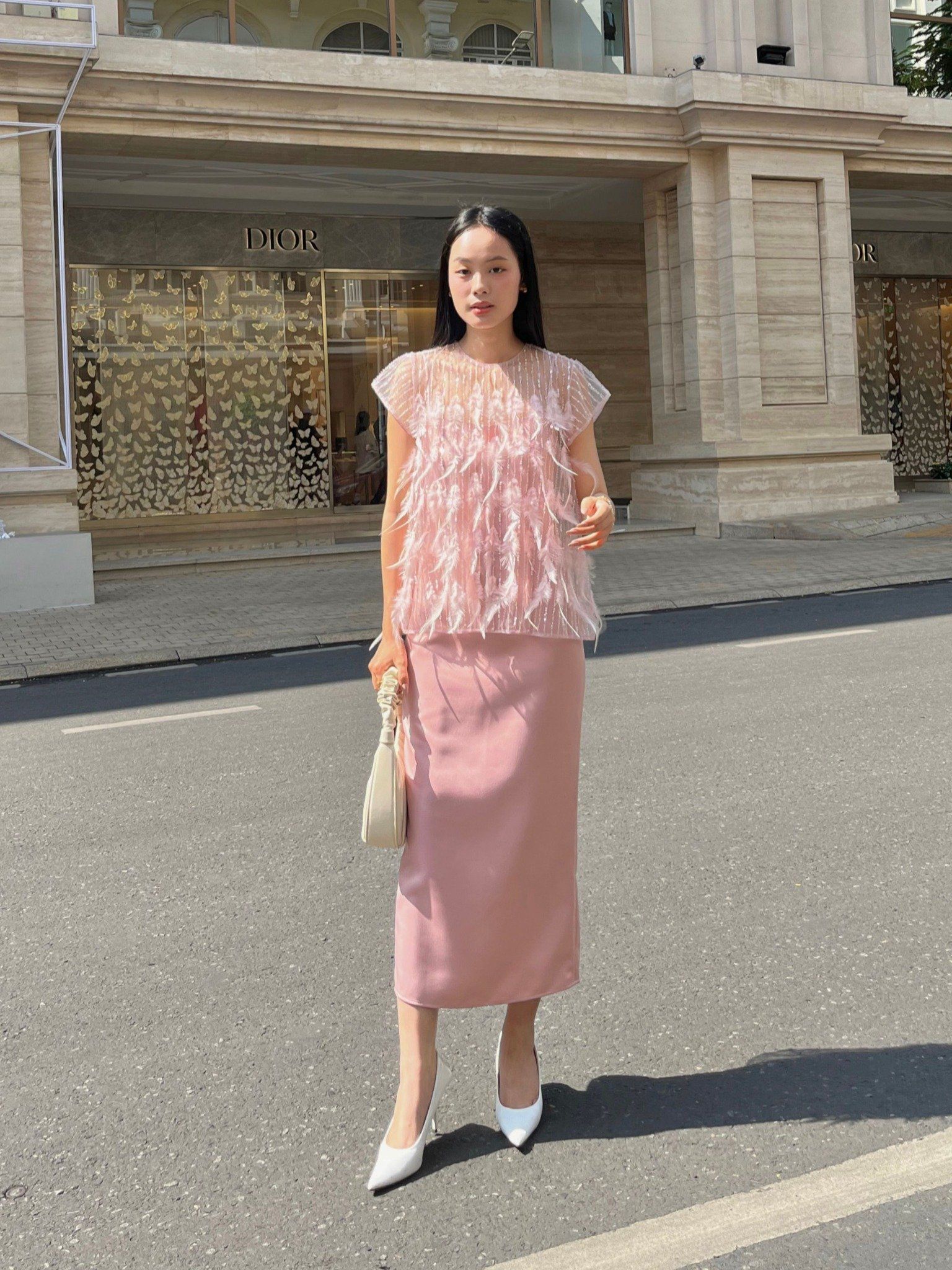  Set đầm bút chì Mauve Feather dress 