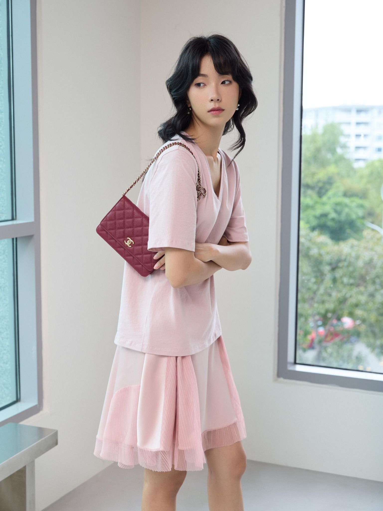  Chân váy lụa phối ren | Mauve Melody skirt 