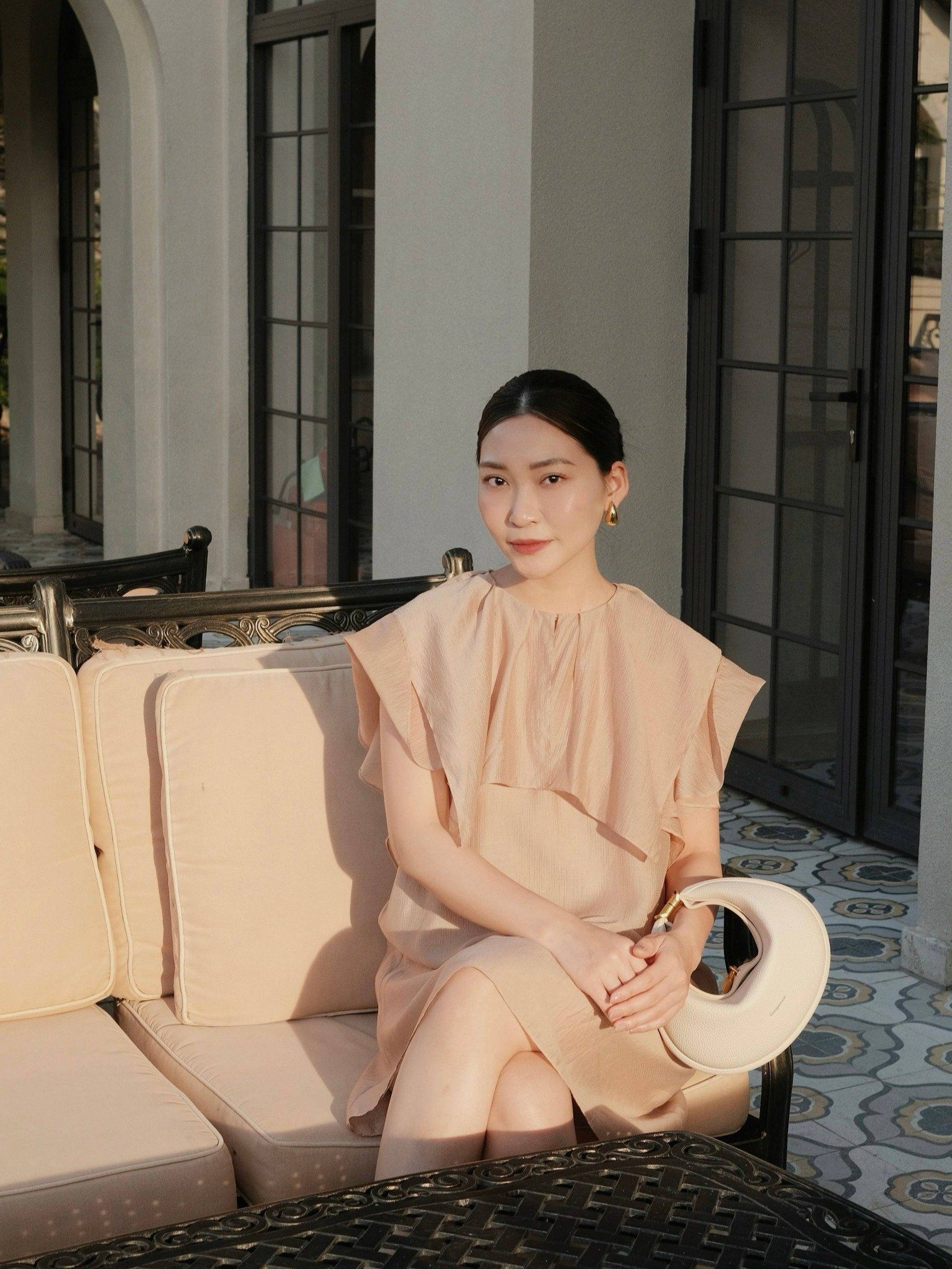  Đầm ngắn tay bèo | Mauve Ruffled Sleeves dress 