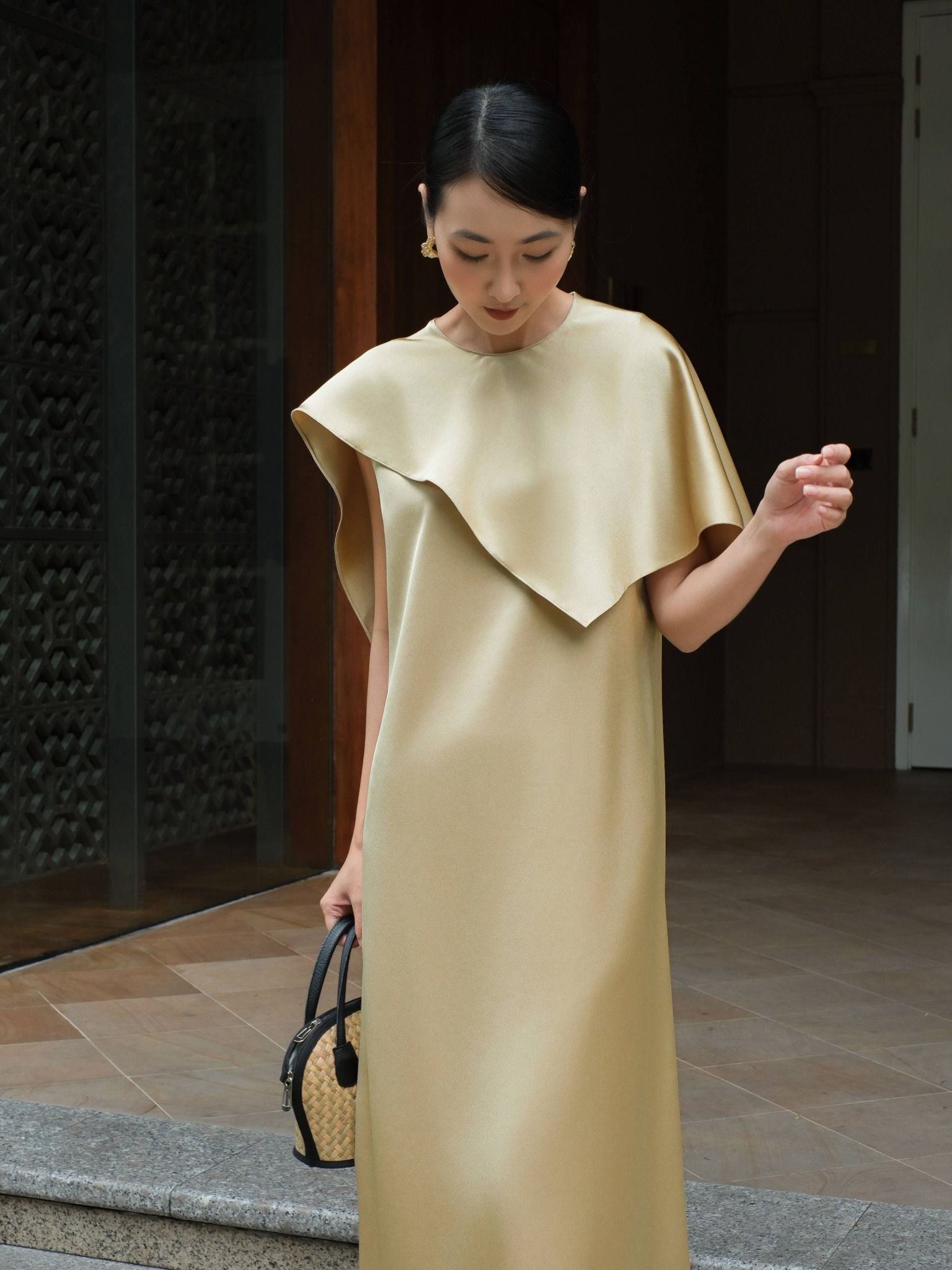  Đầm lụa dài kèm áo choàng | Mauve Cape dress 