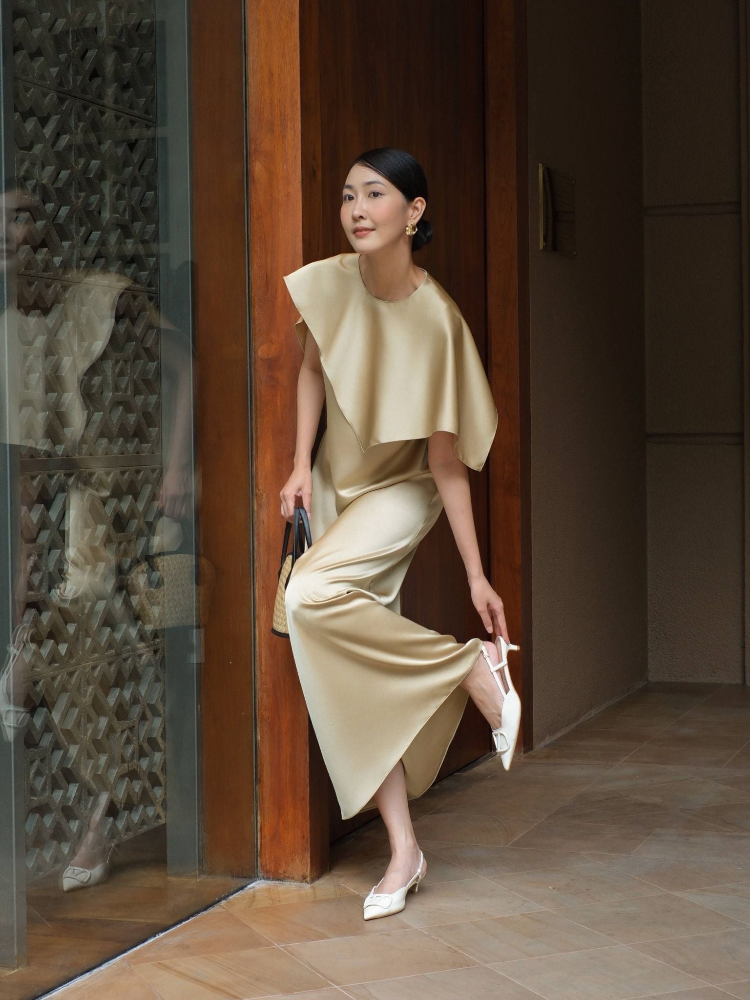  Đầm lụa dài kèm áo choàng | Mauve Cape dress 