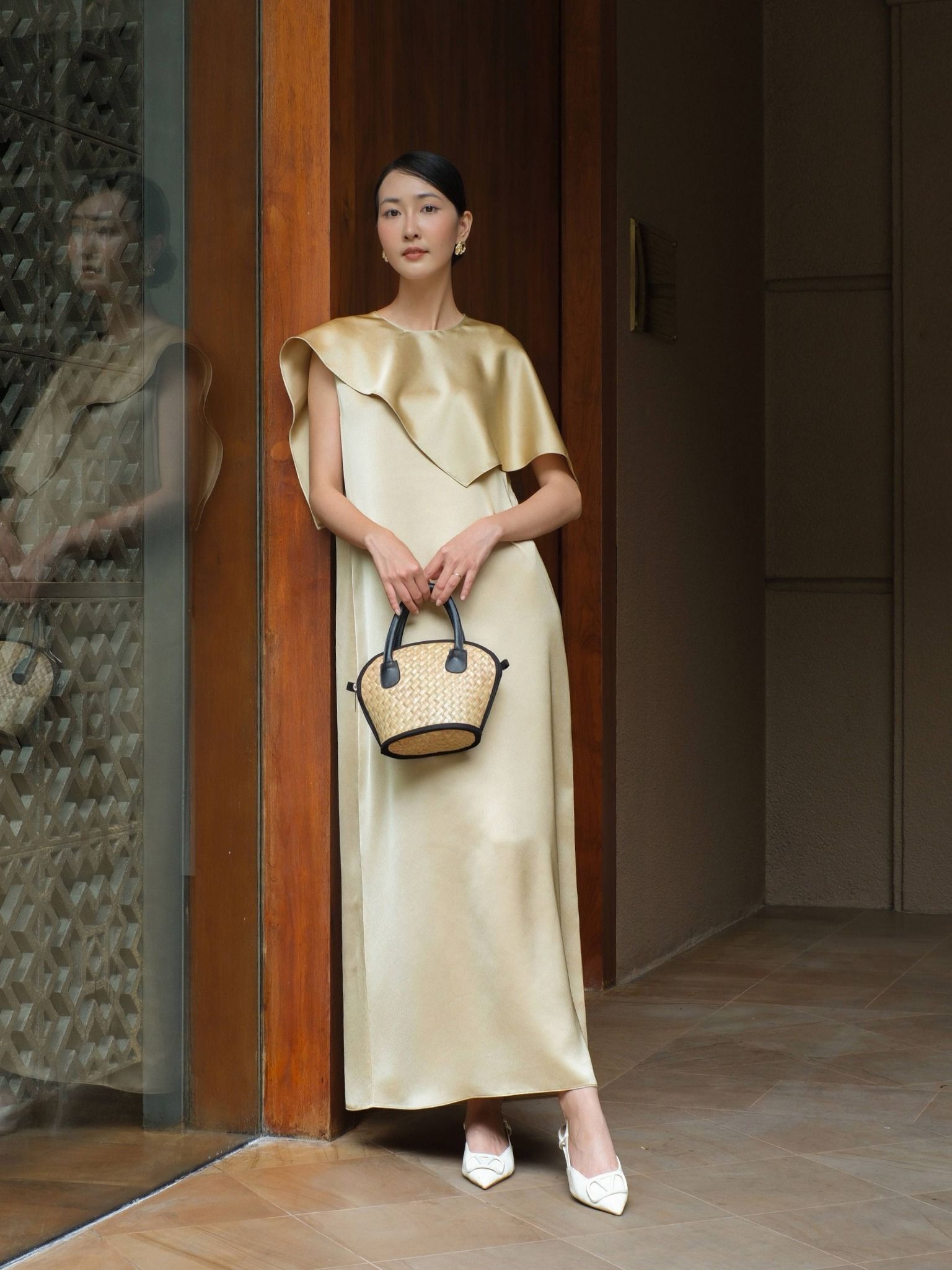  Đầm lụa dài kèm áo choàng | Mauve Cape dress 