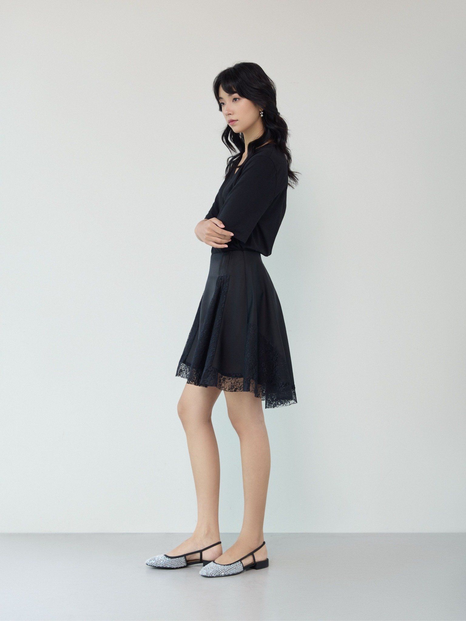  Chân váy lụa phối ren | Mauve Melody skirt 