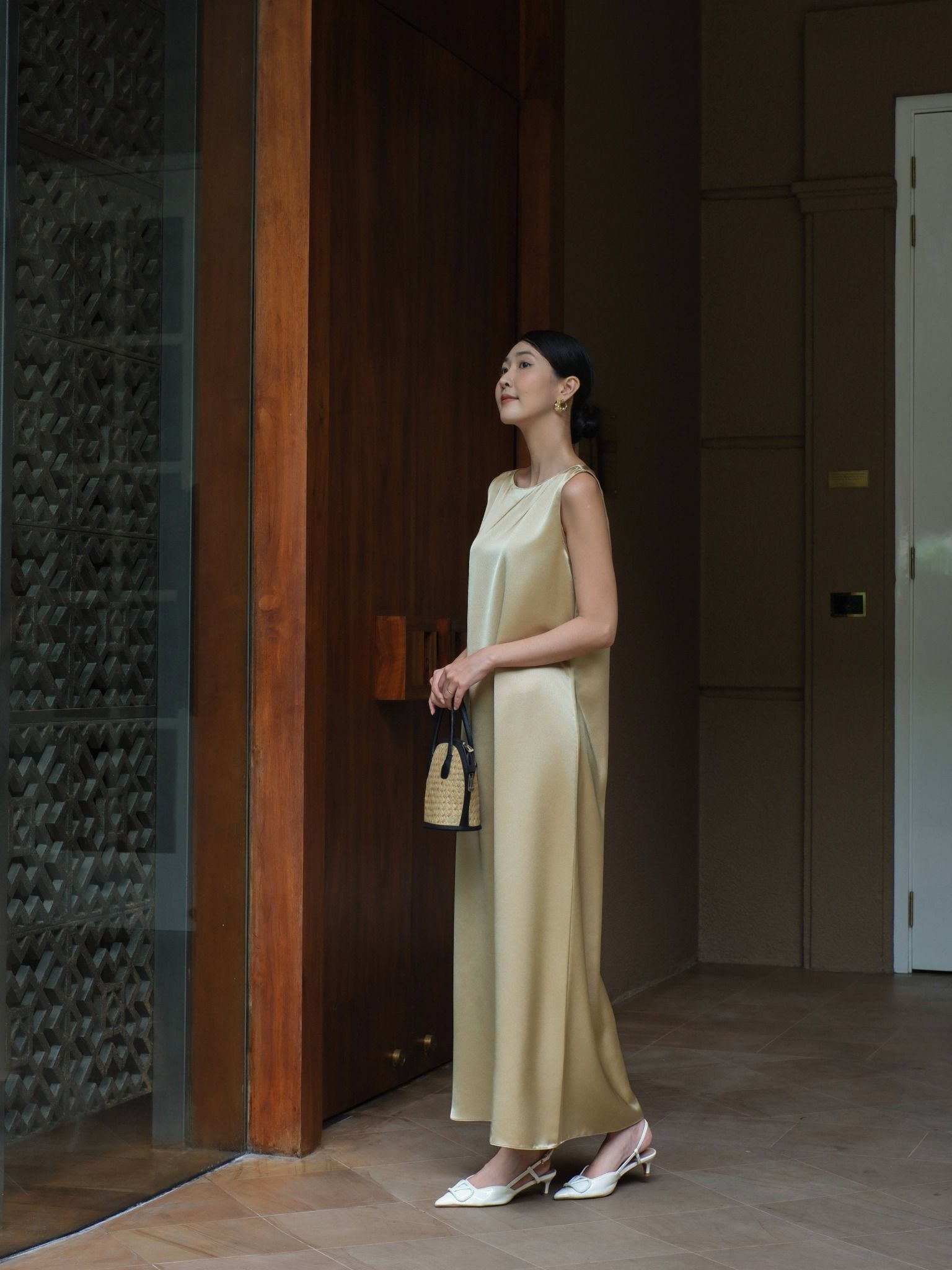  Đầm lụa dài kèm áo choàng | Mauve Cape dress 