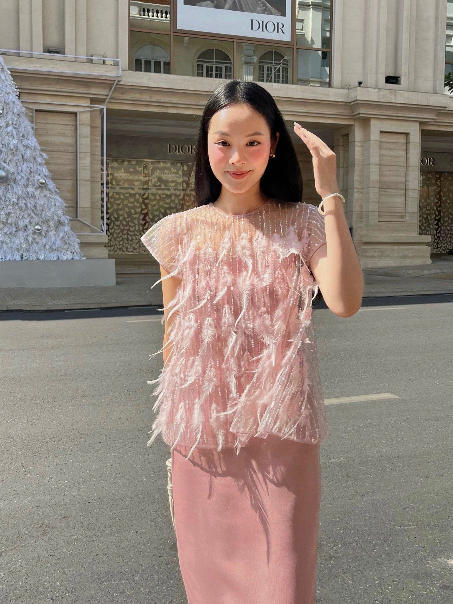  Set đầm bút chì Mauve Feather dress 