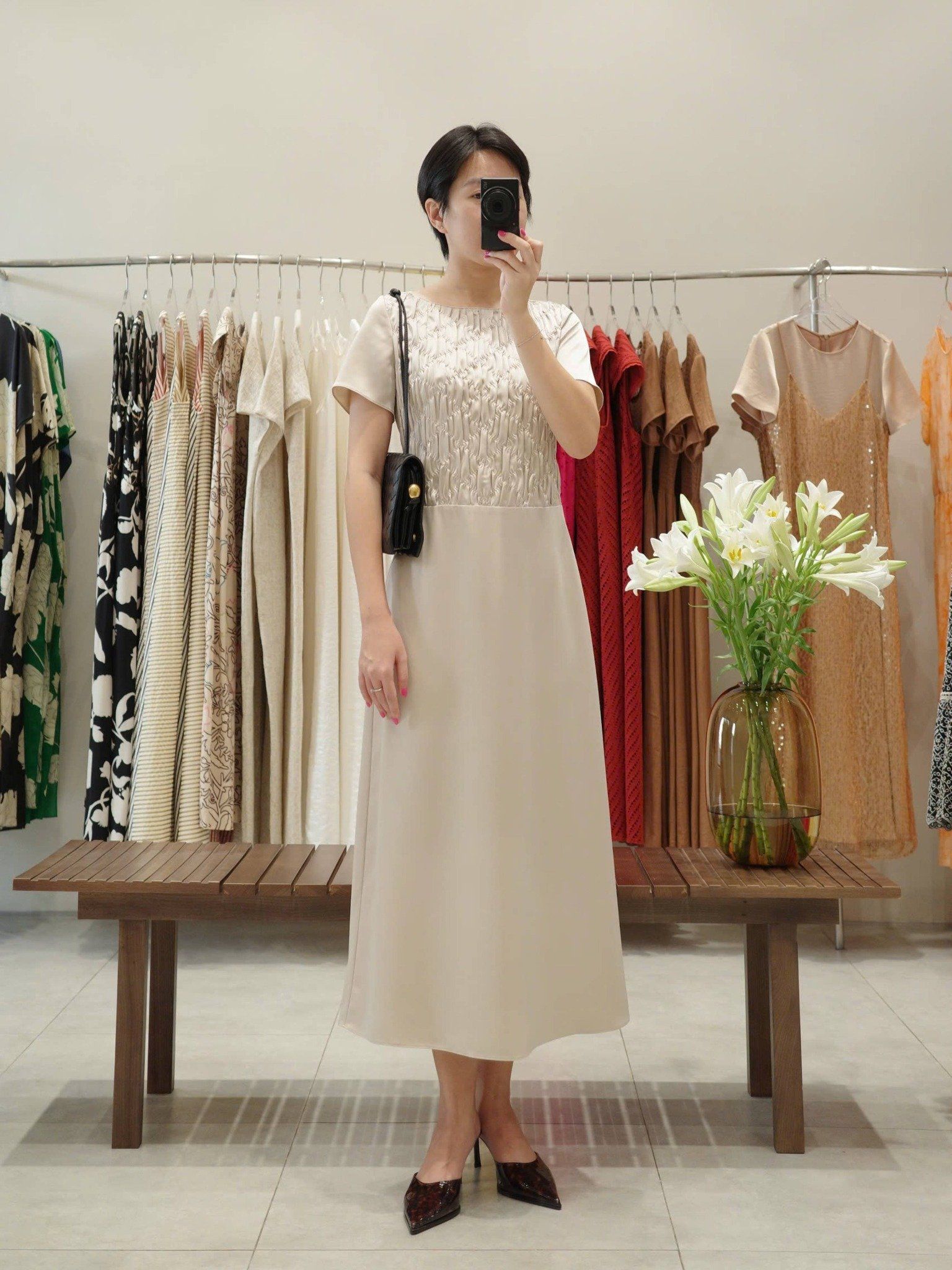  Đầm midi dún con thoi | Mauve Blanket dress 