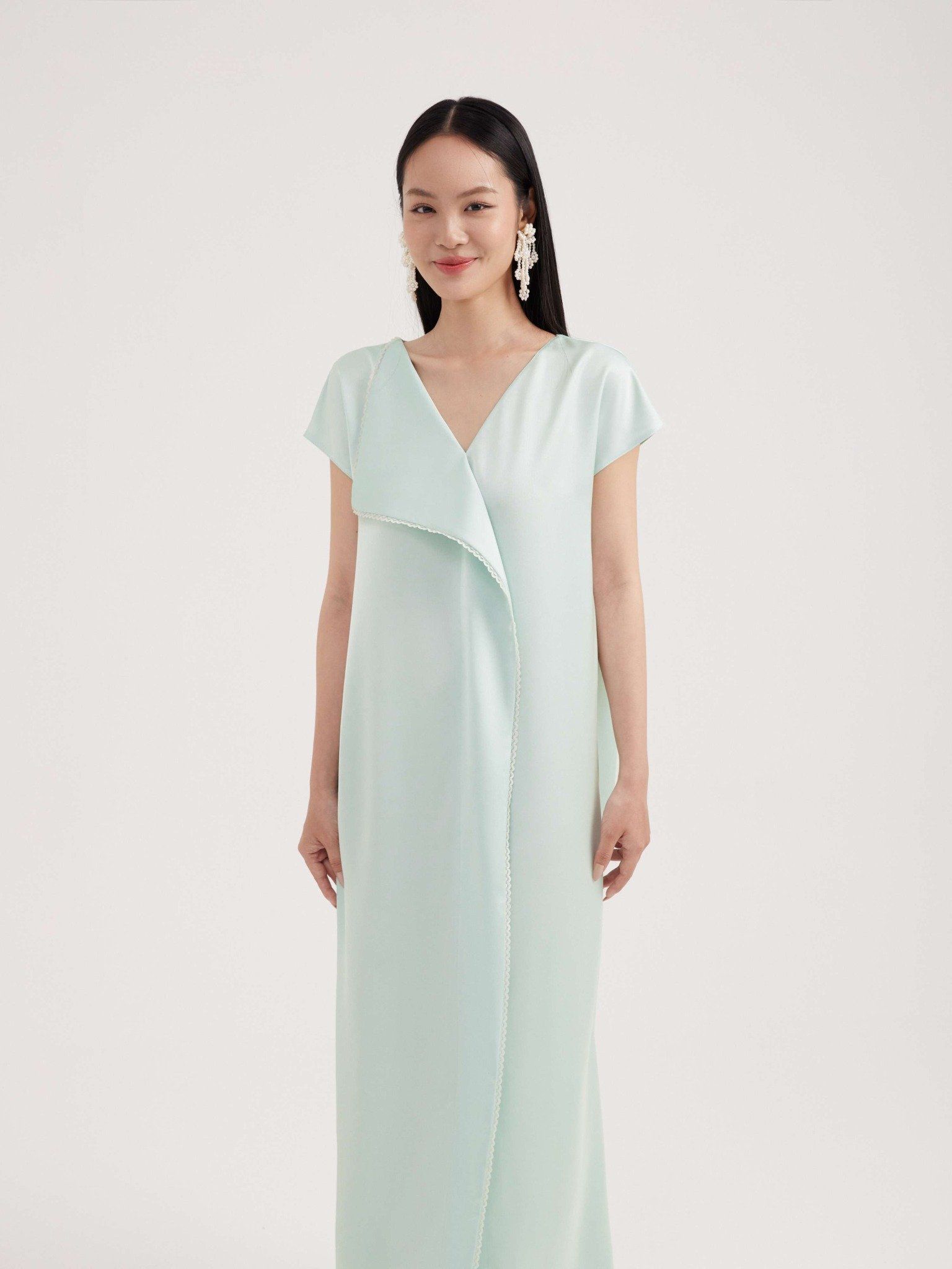  Đầm lụa viền ren Mauve Border dress 