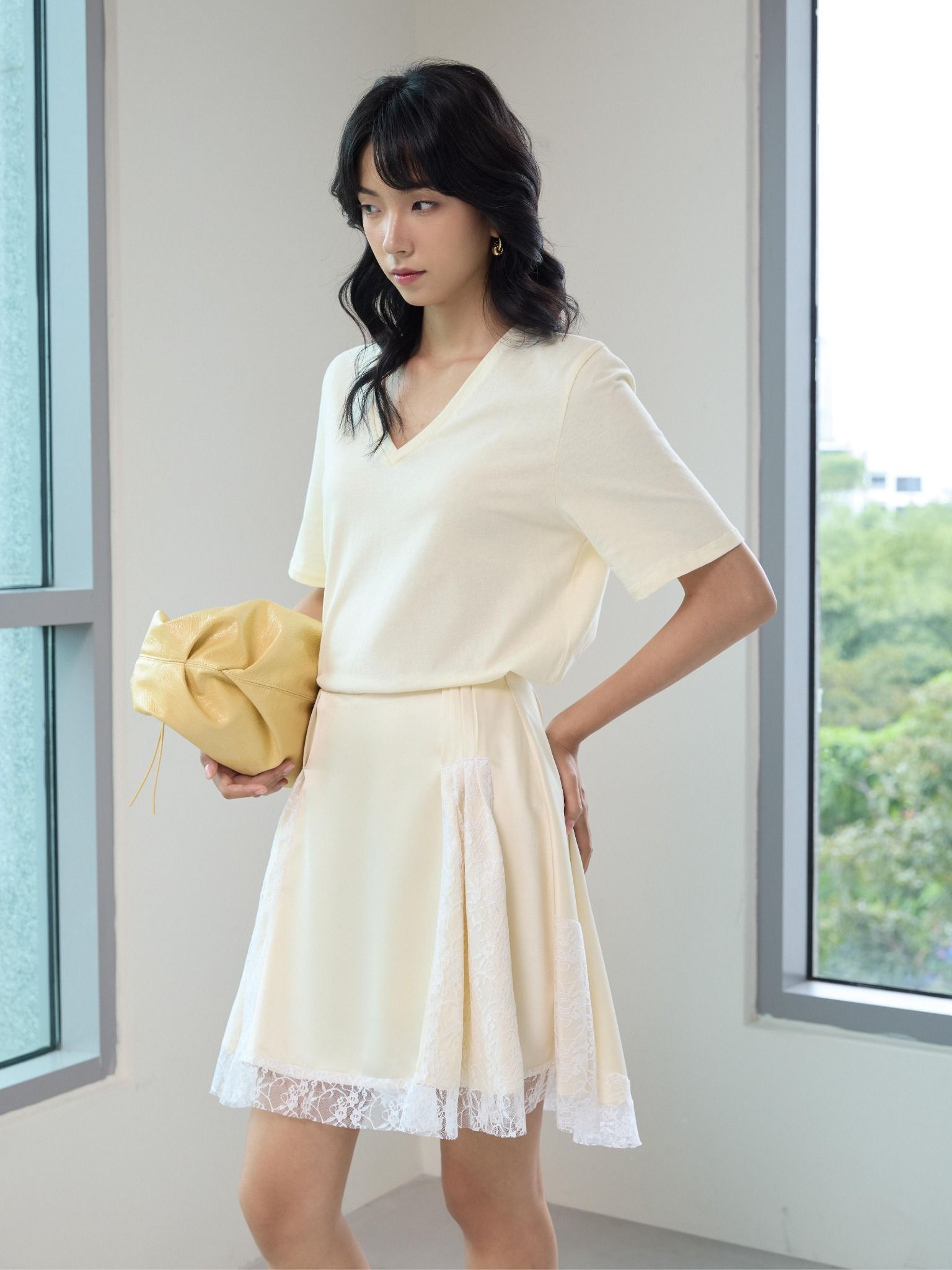  Áo phông cổ tim | Mauve V neck tee 