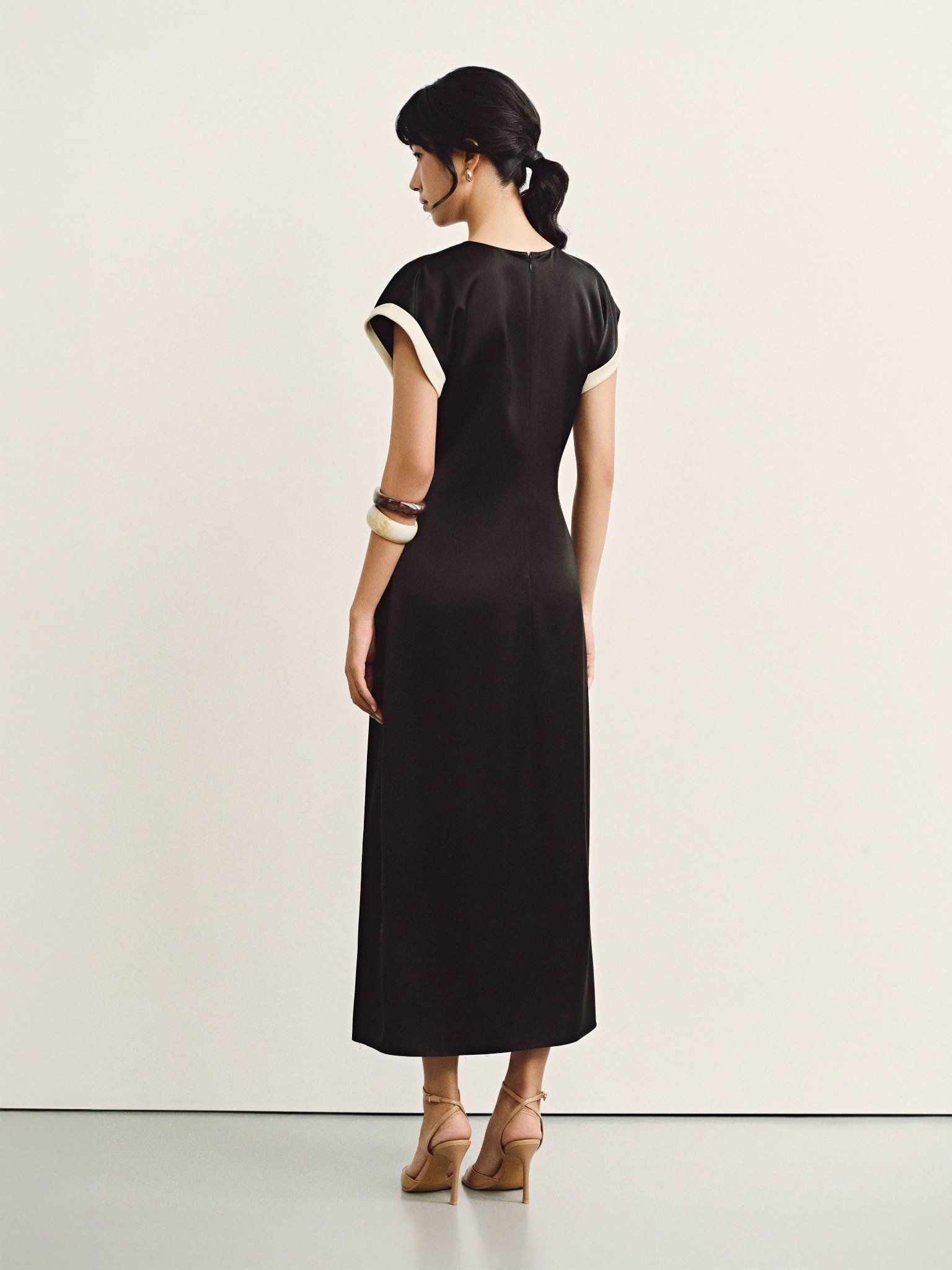  Đầm lụa phối màu tay áo | Mauve Highlight dress 