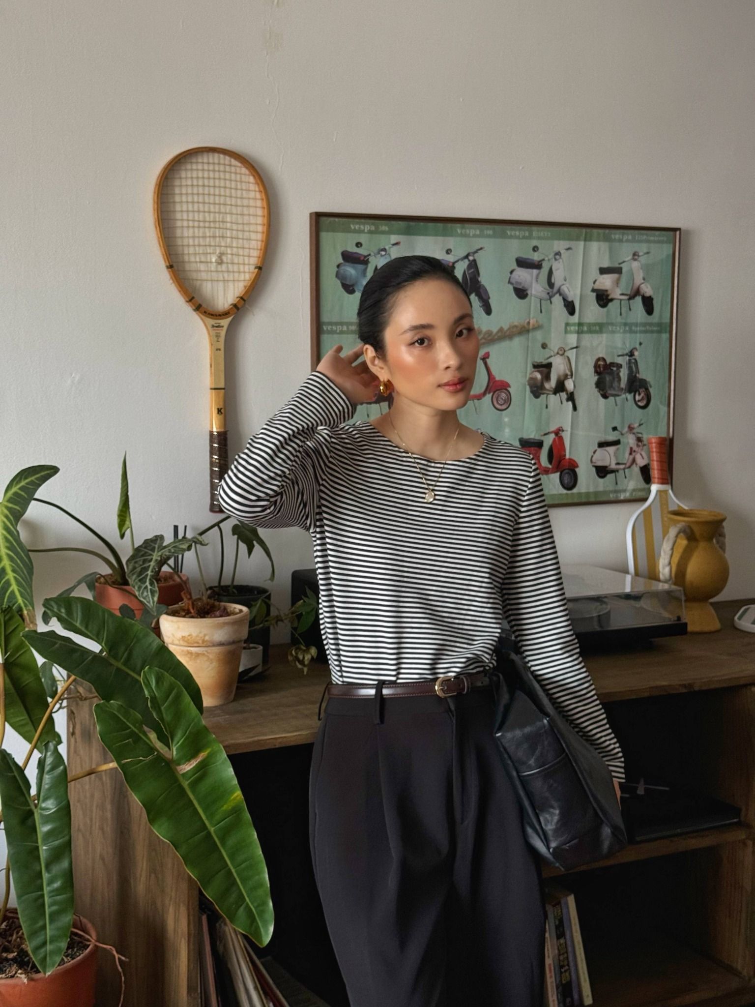  Áo phông tay dài | Mauve Striped tee 