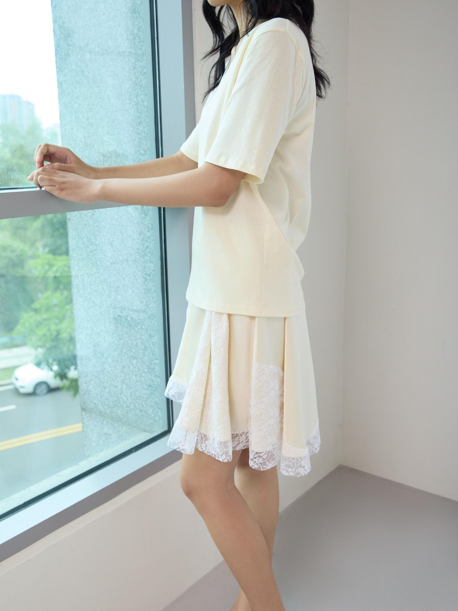  Chân váy lụa phối ren | Mauve Melody skirt 