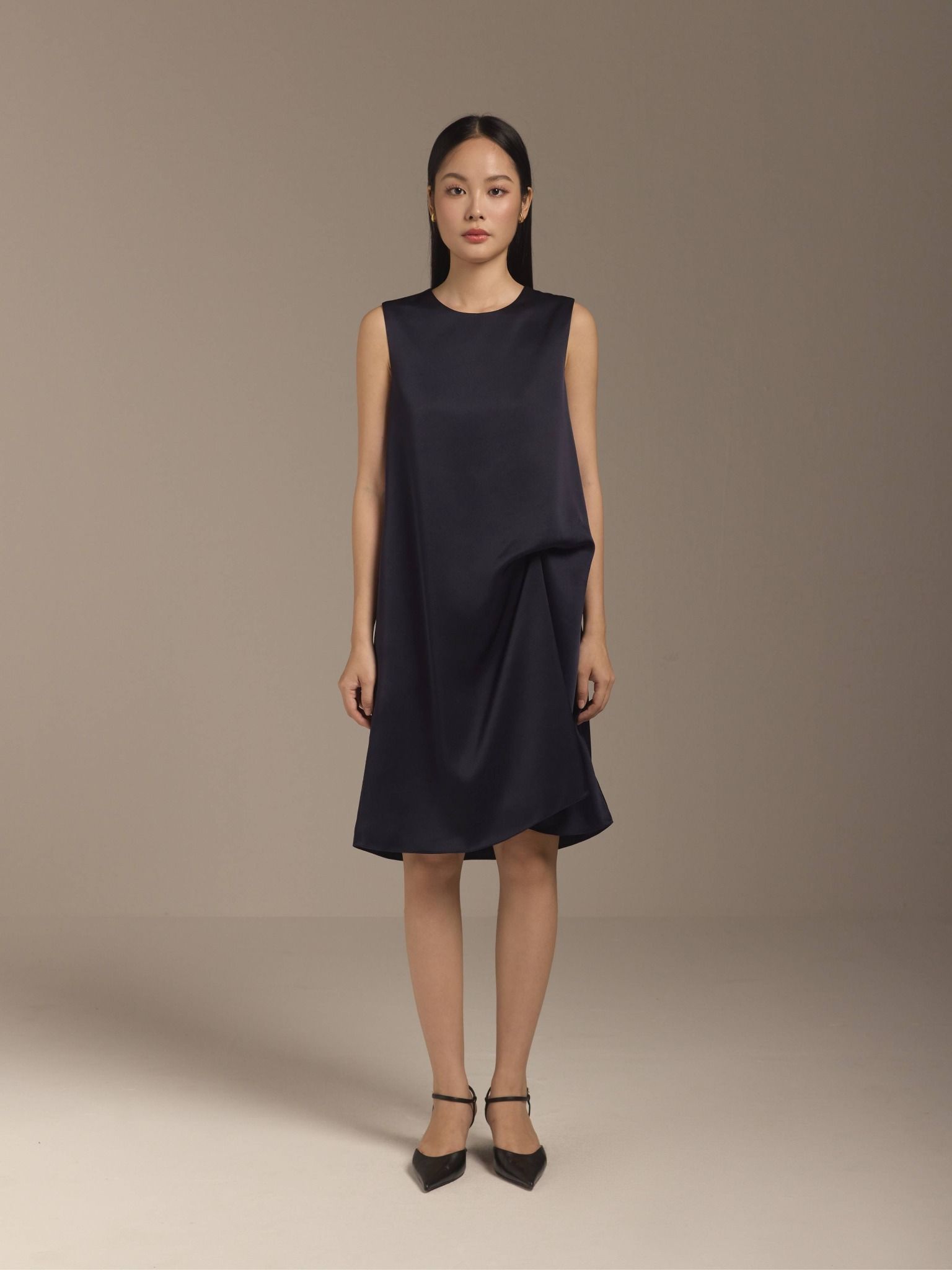  Đầm lụa cách điệu eo Mauve Gathered detail dress 