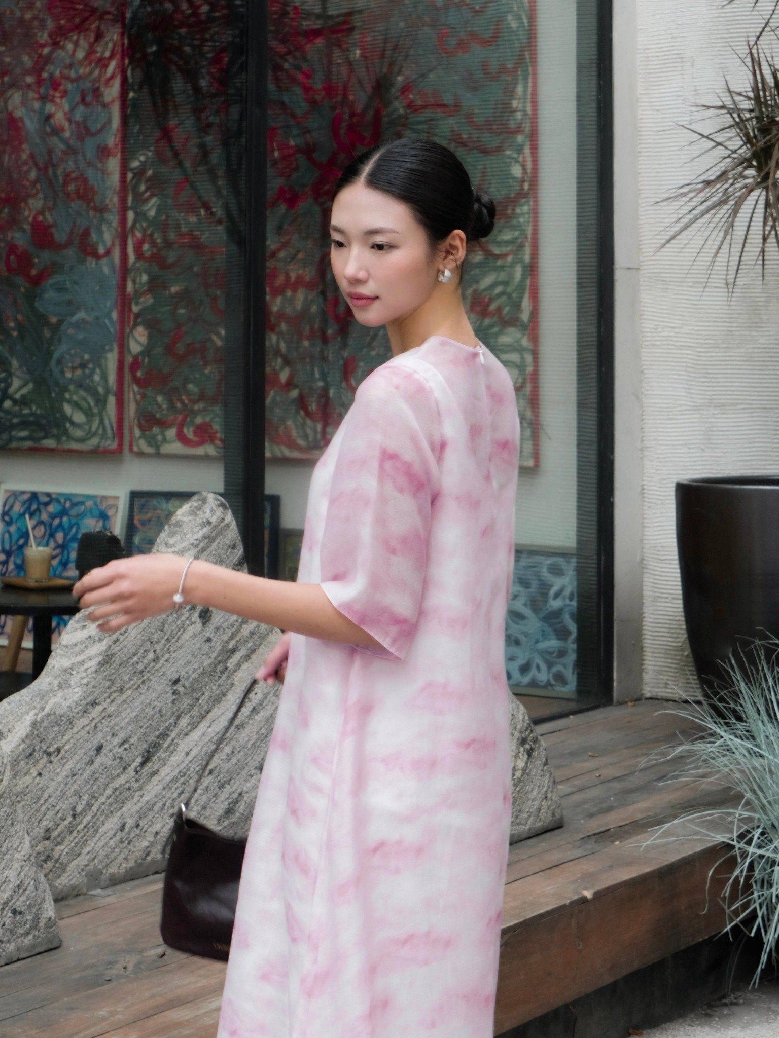  Đầm dài hoạ tiết vân mây | Mauve Cloud dress 