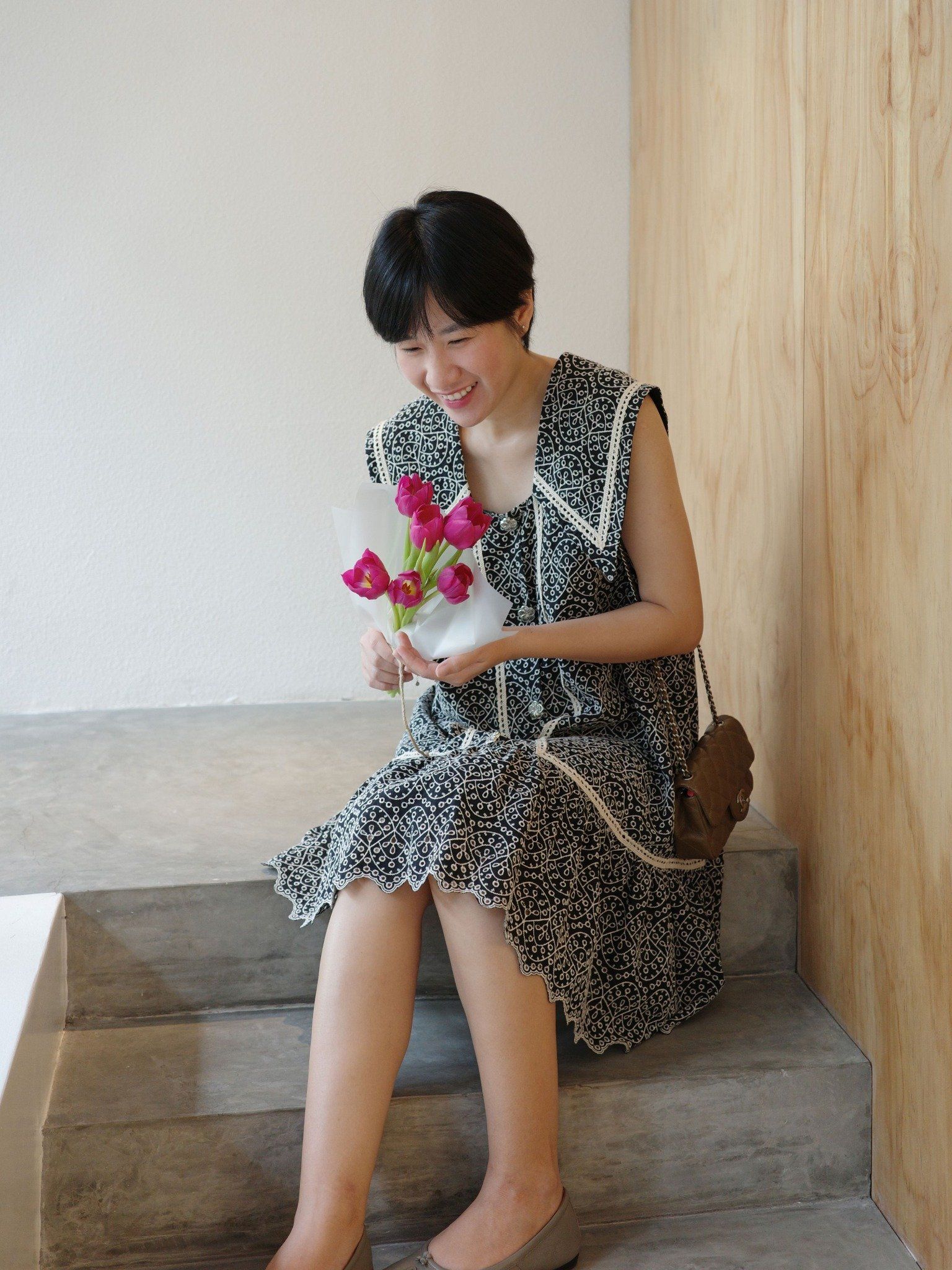  Đầm cotton thêu cổ thuỷ thủ Mauve Sailor dress 