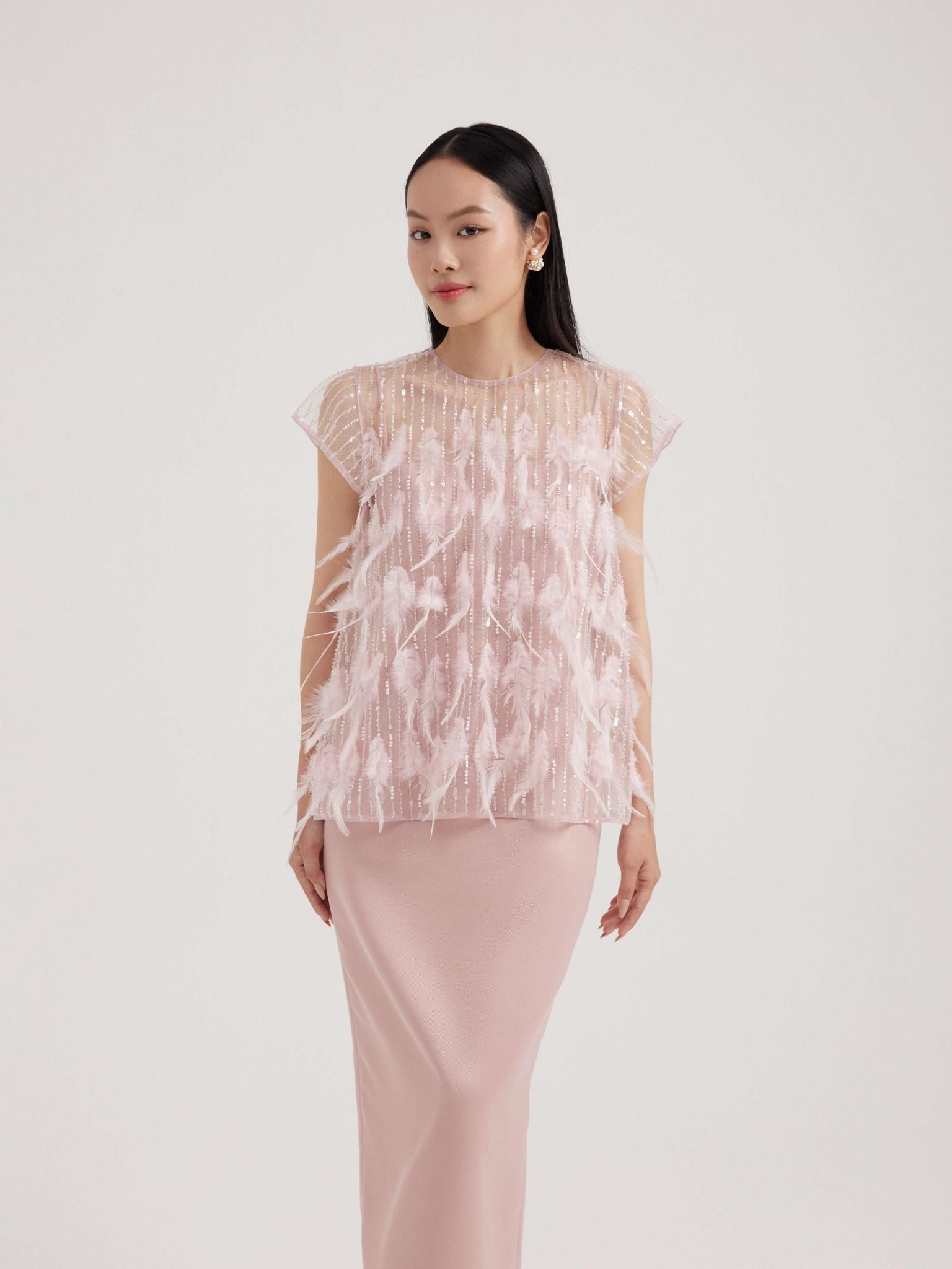  Set đầm bút chì Mauve Feather dress 