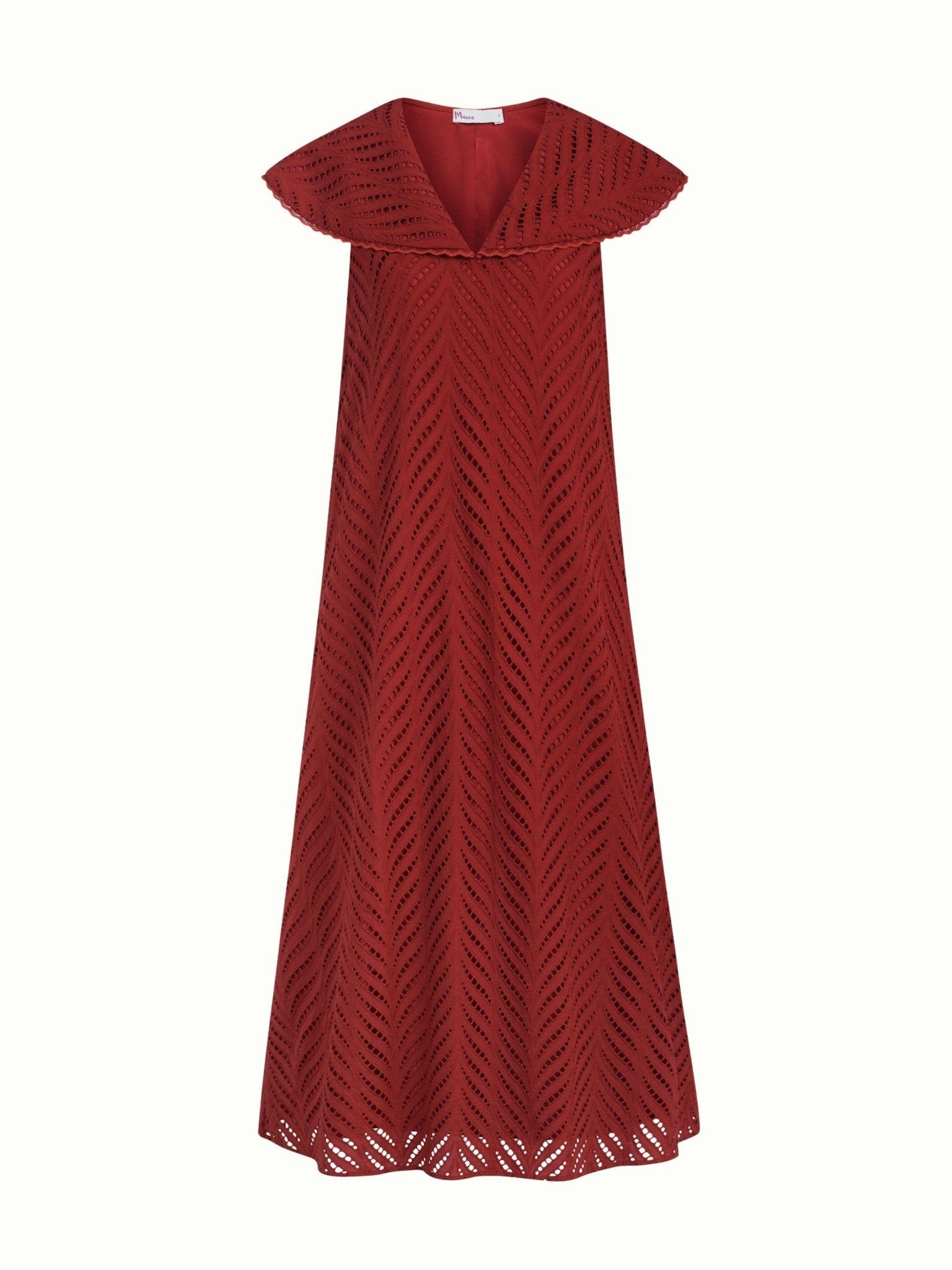  Đầm cotton thêu cổ lá sen Mauve Lotus leaf collar dress 