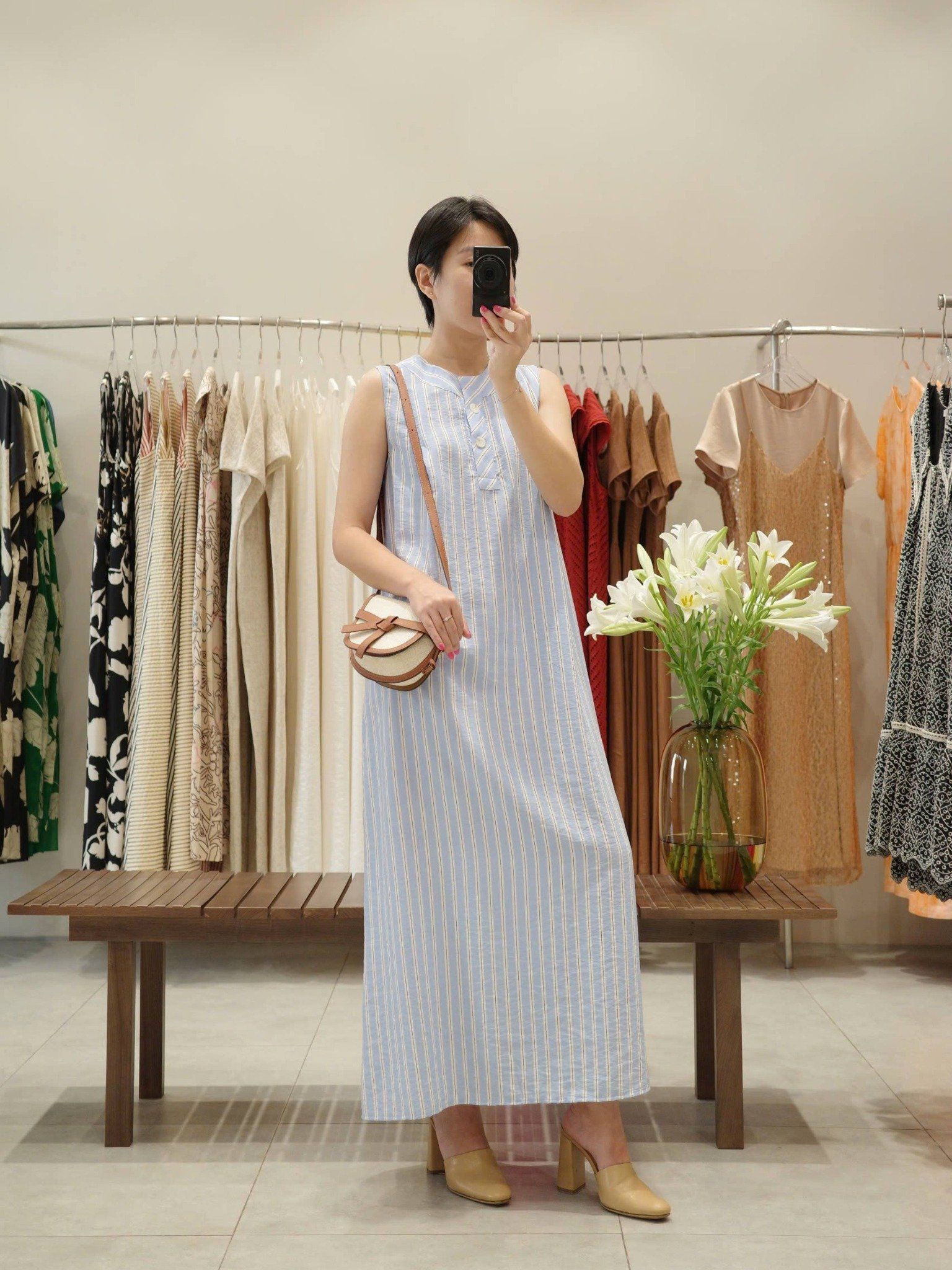  Đầm dài sọc | Mauve Striped dress 